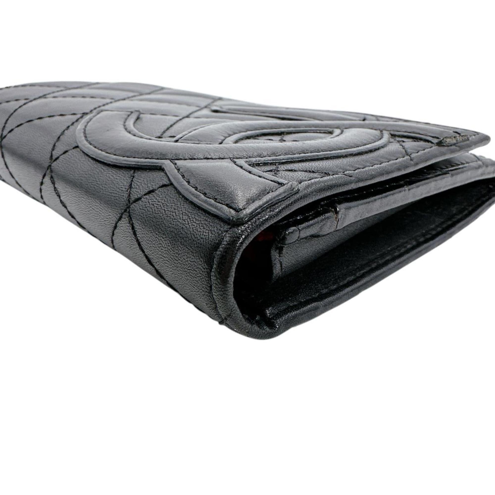 Chanel Black Leather Wallet (Bi-Fold) (Pre-Owned)