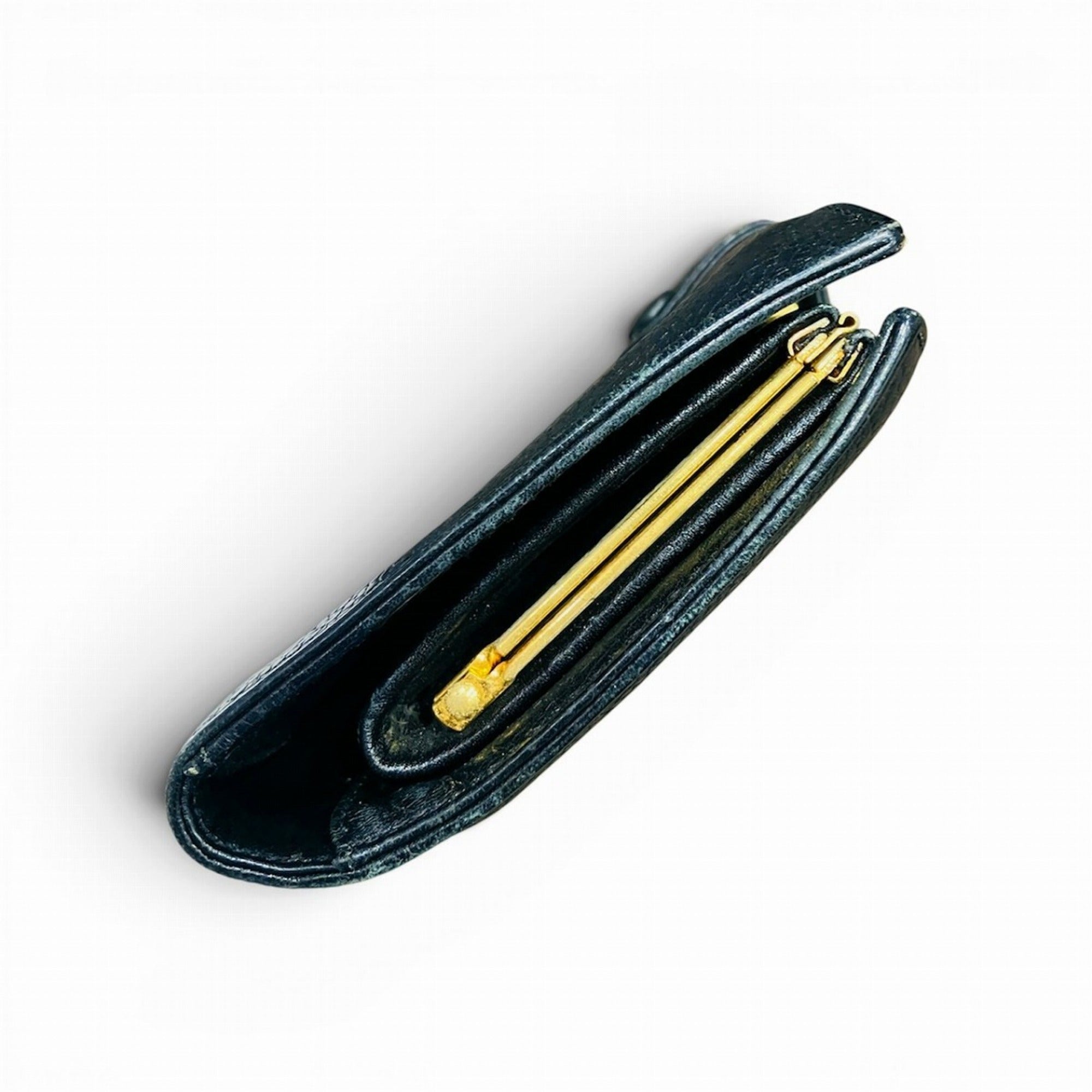 Chanel Black Grained Calfskin Wallet (Bi-Fold) (Pre-Owned)