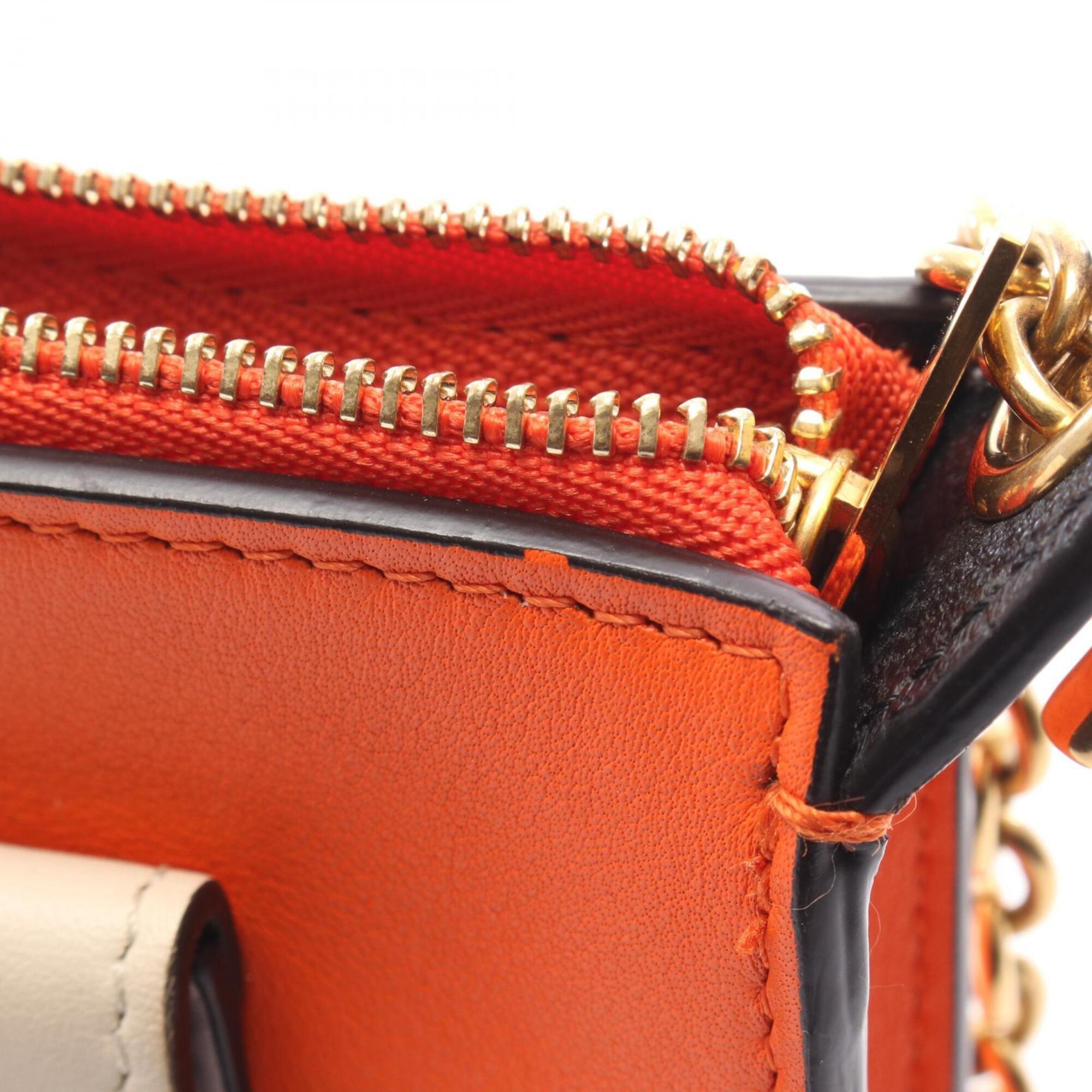 Celine Beige Orange Pink Leather Handbag Shoulder Bag (Pre-Owned)