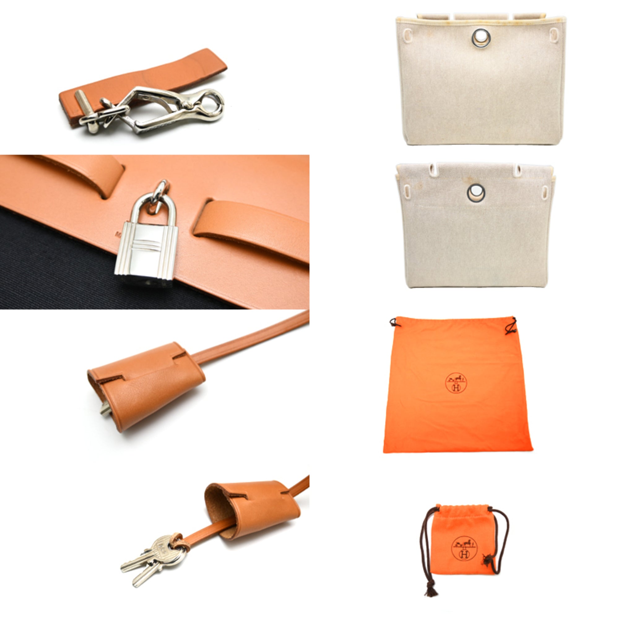Hermes Beige Black Toile Officier Handbag Shoulder Bag (Pre-Owned)