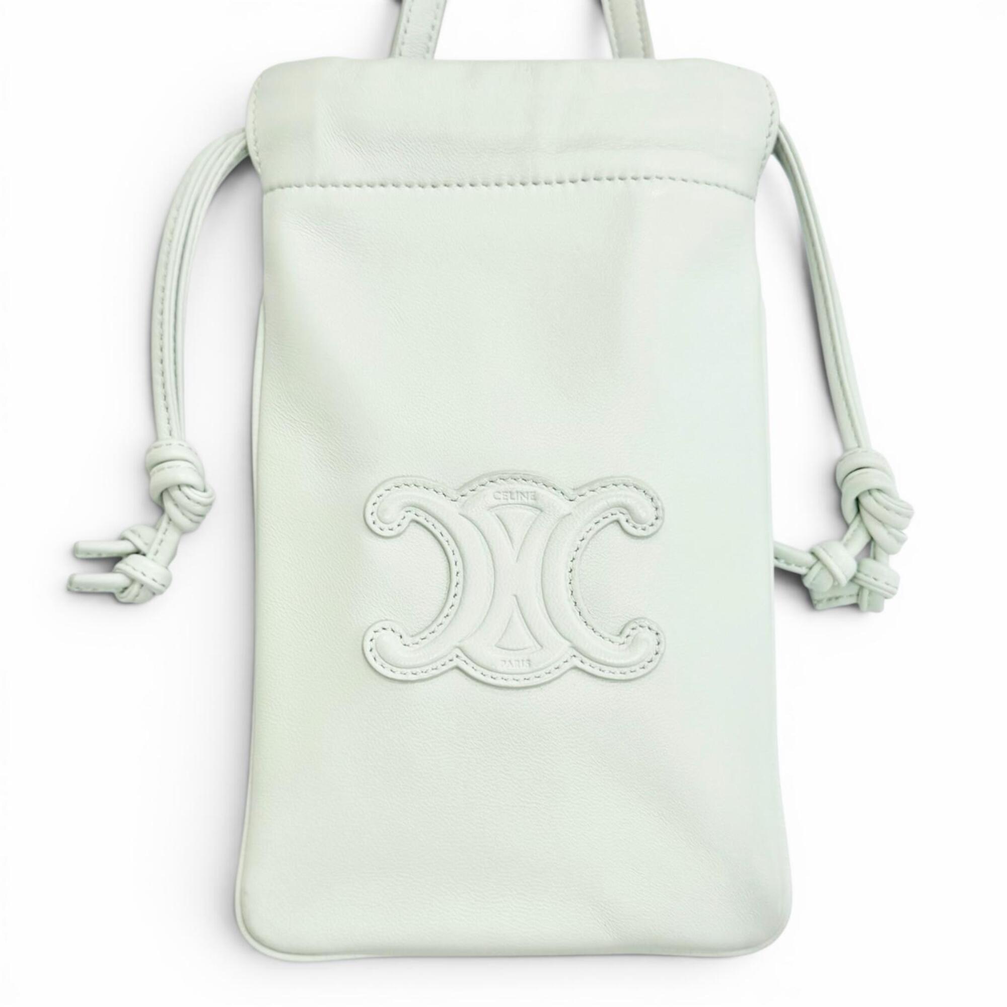 Celine Light Green Leather Pouch Shoulder Bag (Pre-Owned)