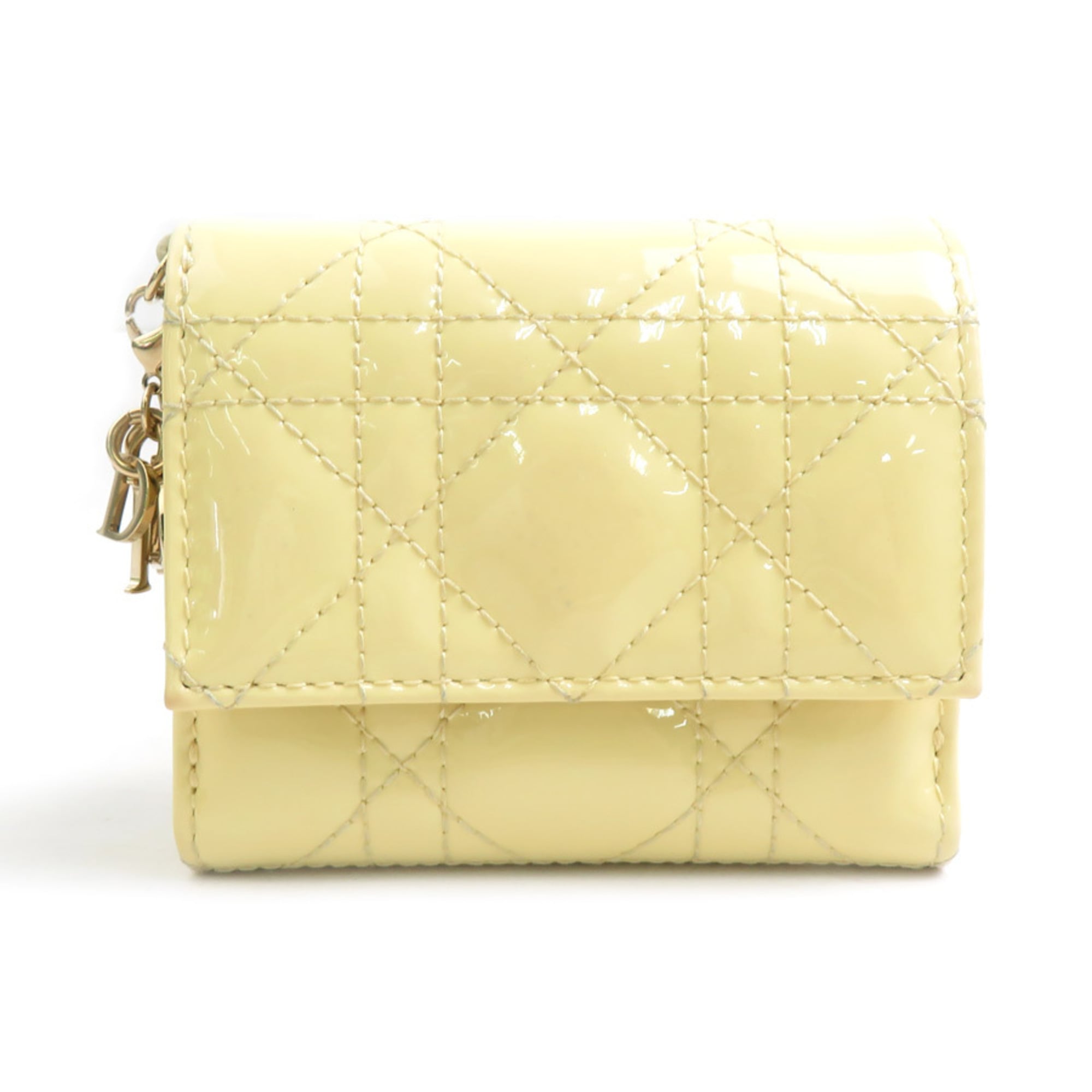 Christian Dior Yellow Patent Leather Wallet (Tri-Fold) (Pre-Owned)