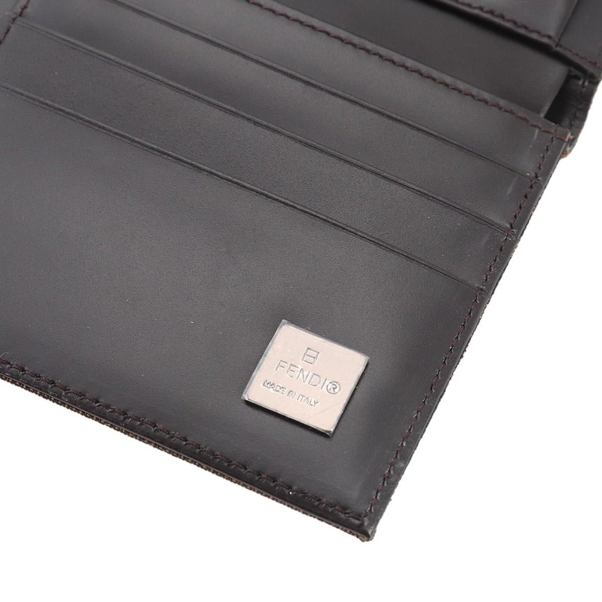 Fendi Brown Canvas Leather Wallet (Tri-Fold) (Pre-Owned)