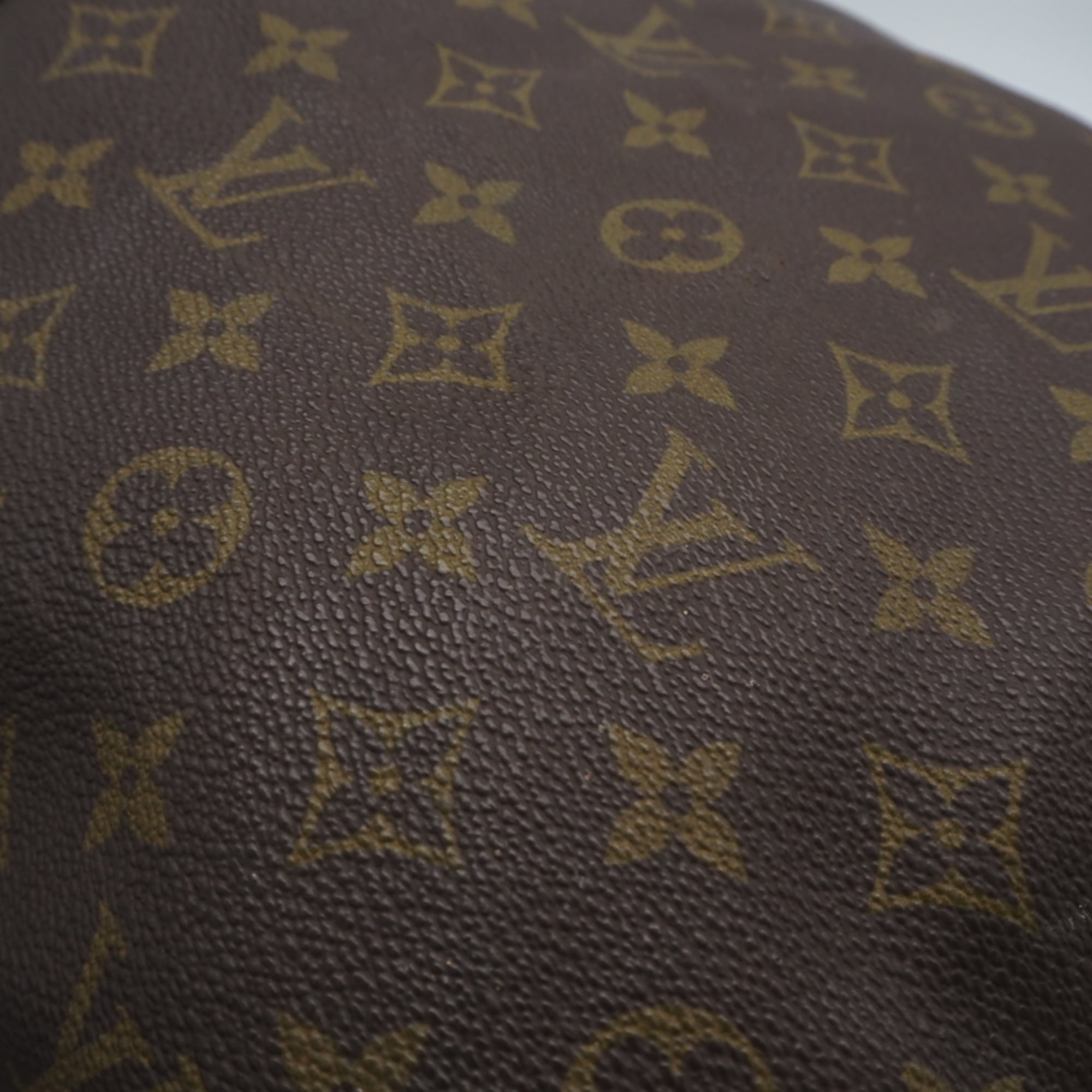 Louis Vuitton Beige Brown Coated Canvas Leather Boston Bag (Pre-Owned)