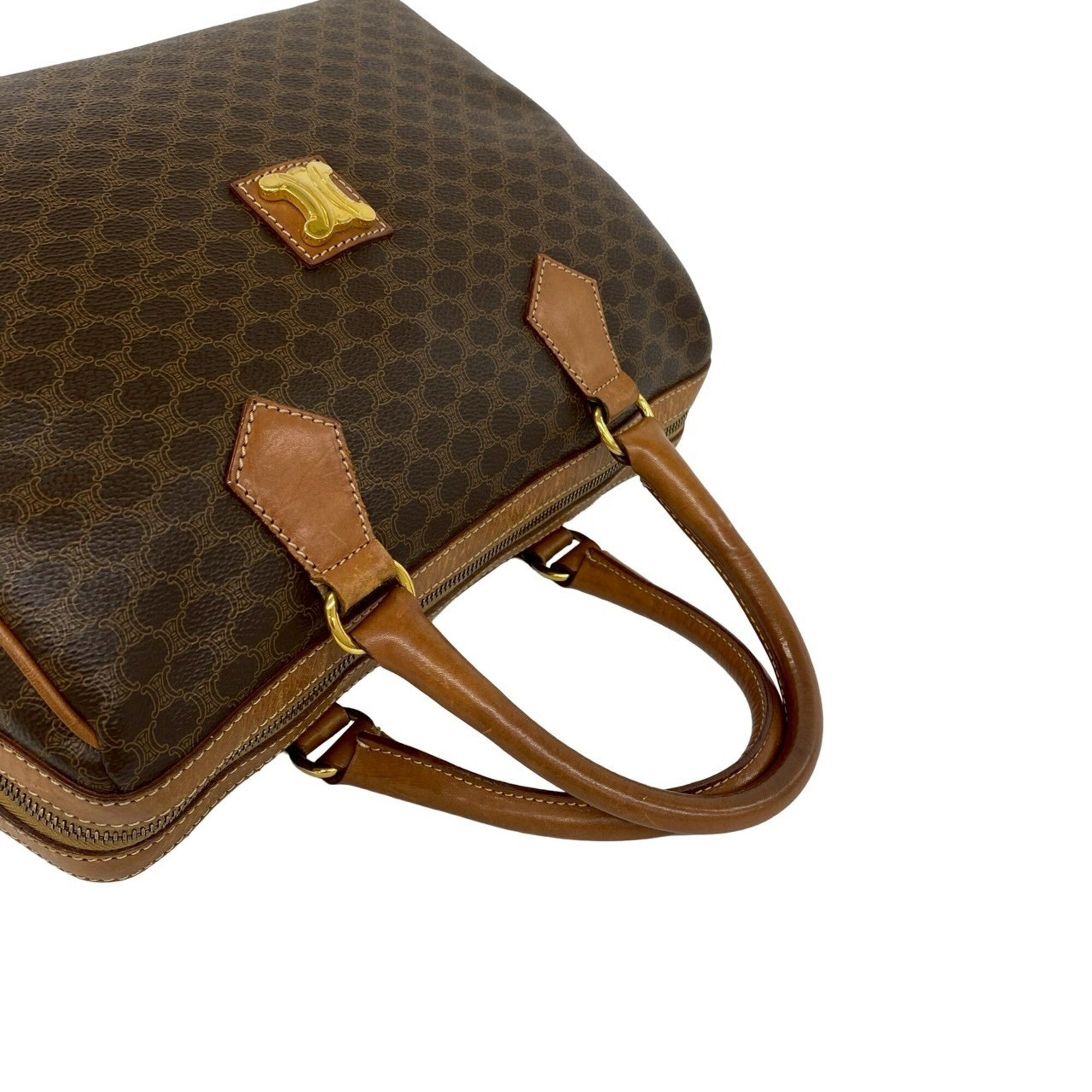 Celine Brown Pvc Leather Boston Bag Handbag (Pre-Owned)