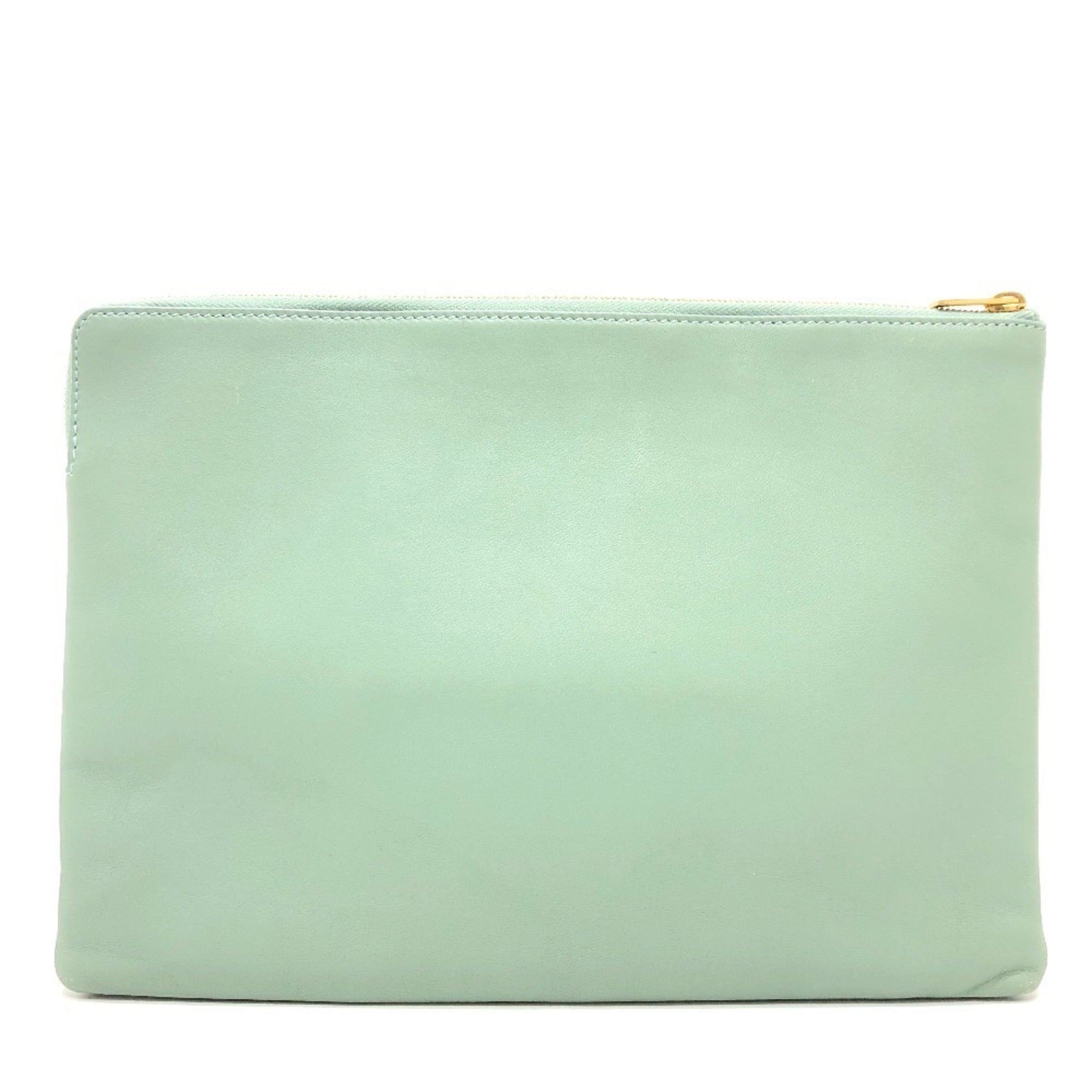 Celine Green Leather Clutch Bag Pouch (Pre-Owned)