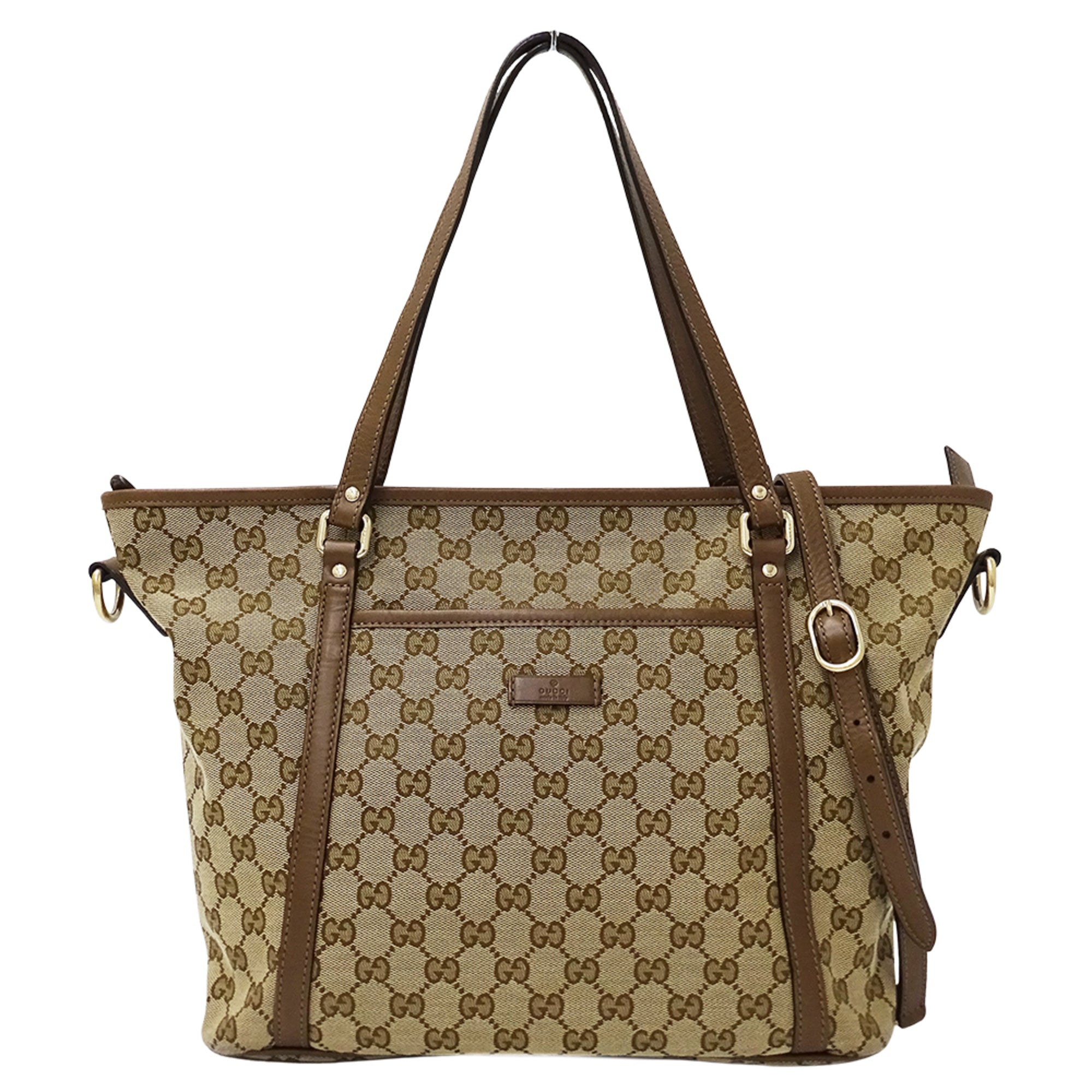 Gucci Beige Brown Gg Canvas Handbag Shoulder Bag Tote Bag (Pre-Owned)