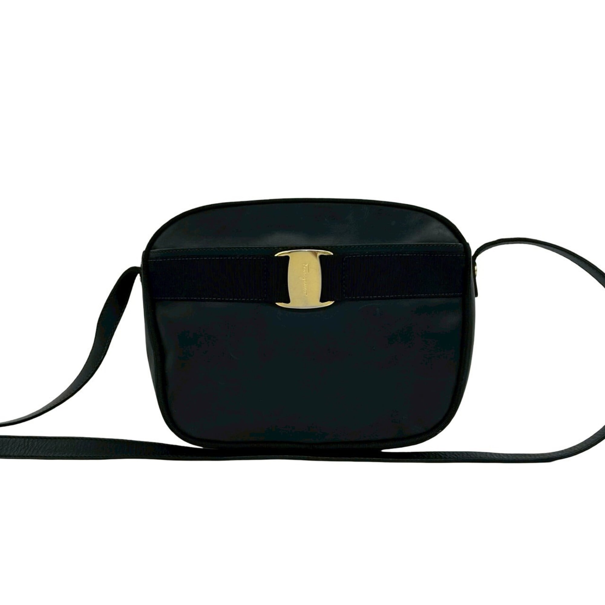 Salvatore Ferragamo Navy Leather Shoulder Bag (Pre-Owned)