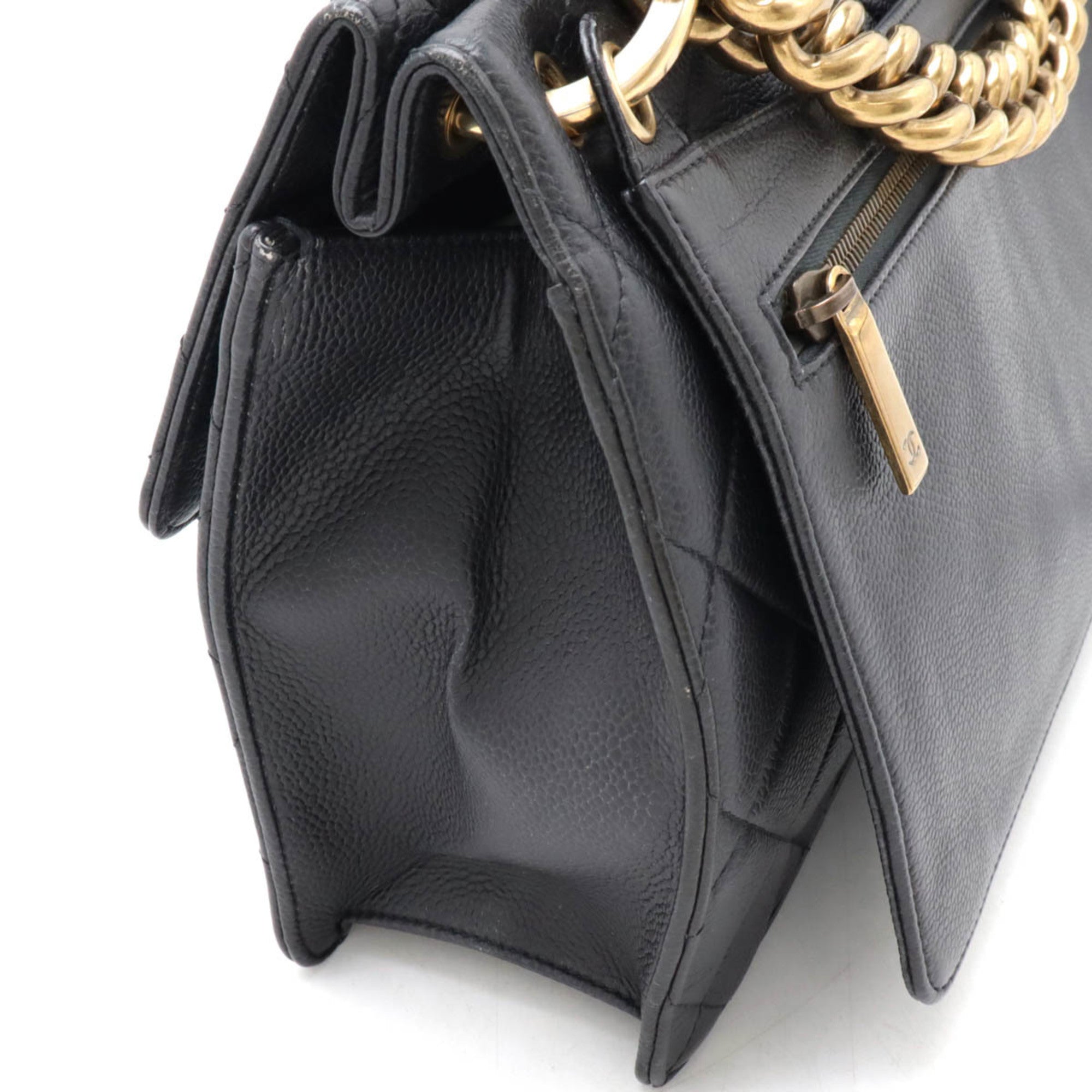 Chanel Matelasse Black Caviar Leather Handbag Shoulder Bag (Pre-Owned)