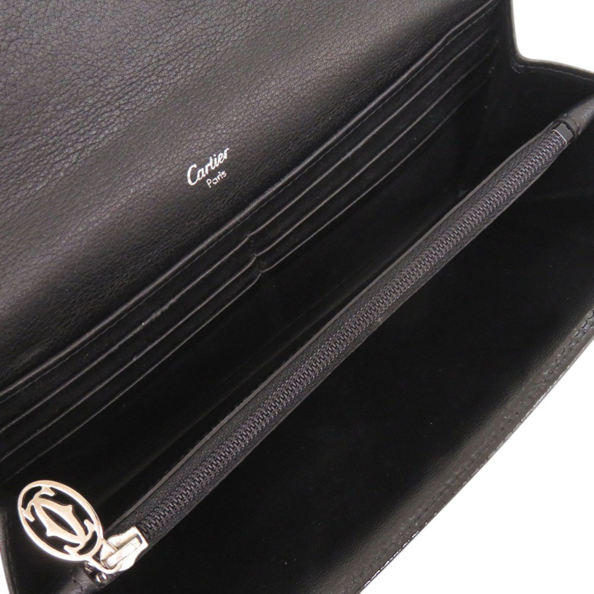 Cartier Happy Birthday Black Patent Leather Long Wallet (Bi-Fold) (Pre-Owned)