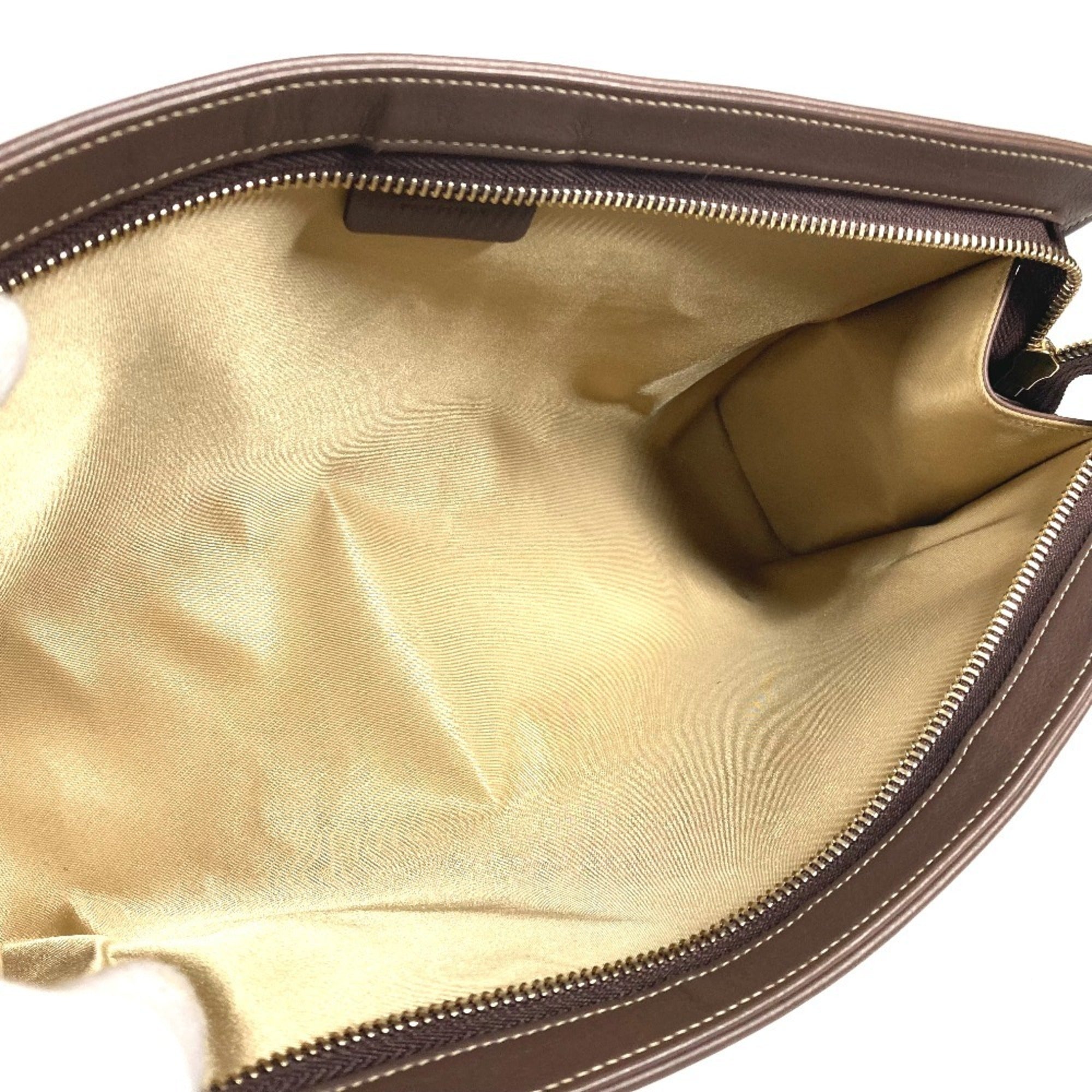 Bvlgari Brown Gray Canvas Leather Pouch (Pre-Owned)