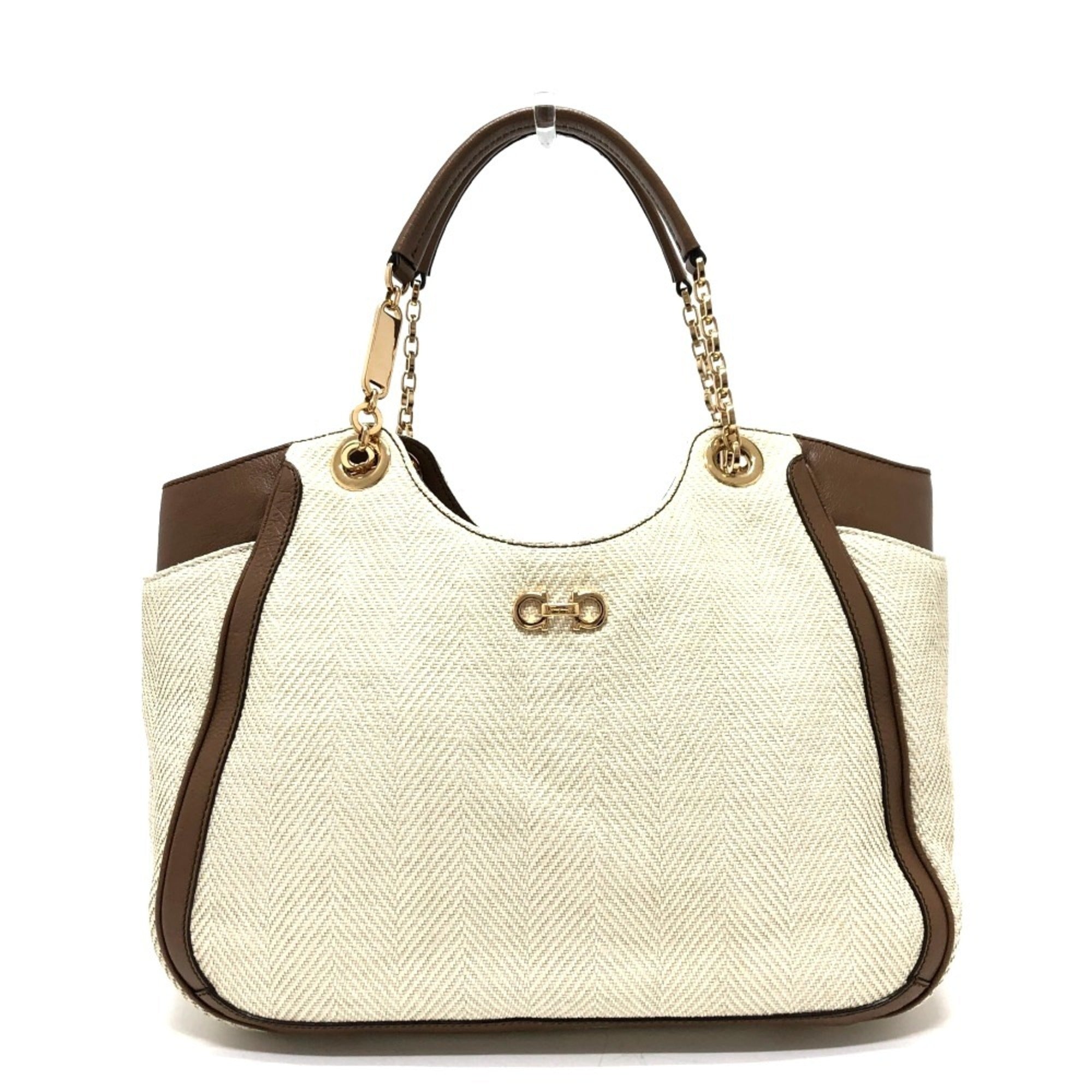Salvatore Ferragamo Beige Canvas Tote Bag (Pre-Owned)