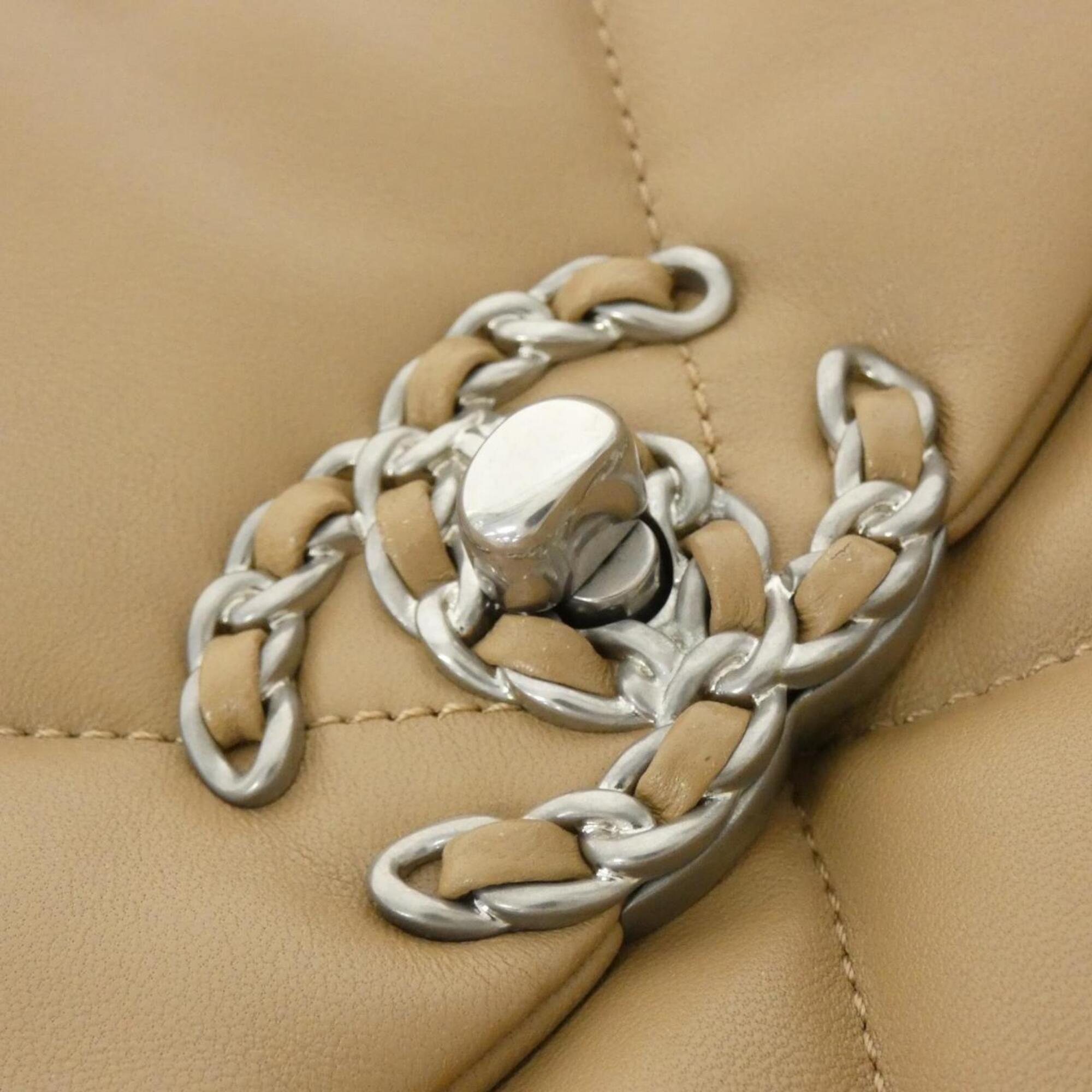 Chanel Dark Beige Leather Shoulder Bag (Pre-Owned)