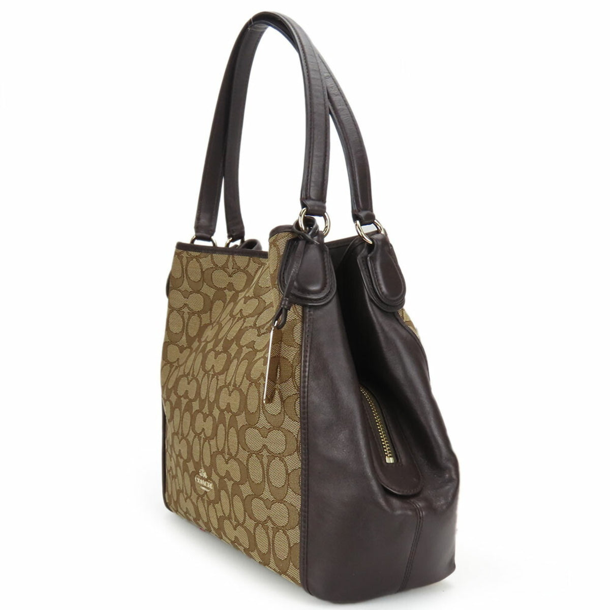 Coach Dark Brown Canvas Leather Tote Bag (Pre-Owned)