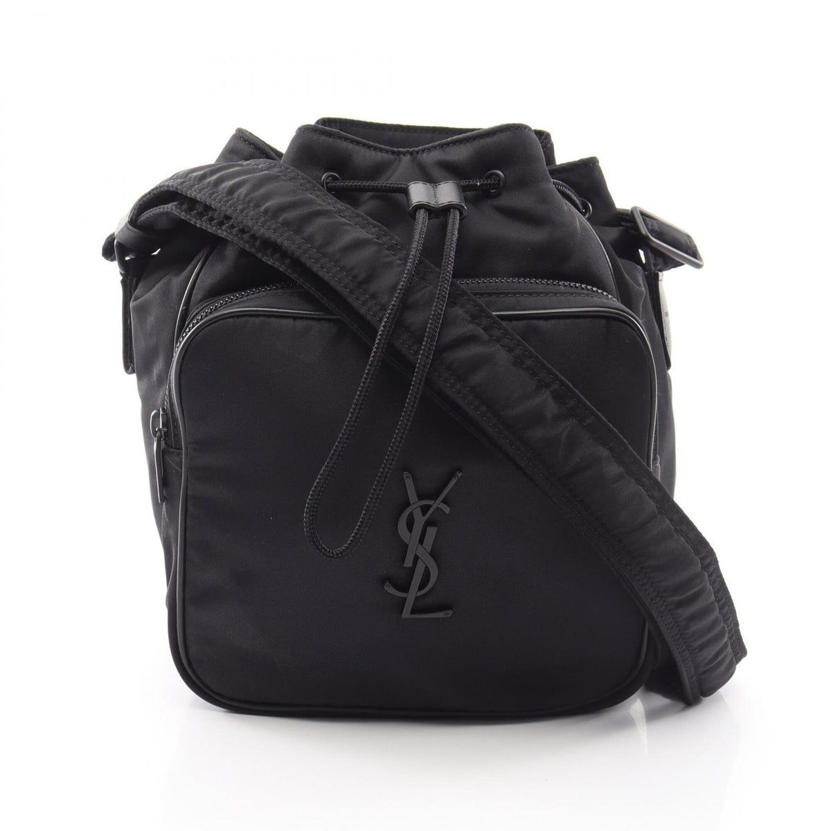 Yves Saint Laurent Black Nylon Leather Handbag Shoulder Bag (Pre-Owned)