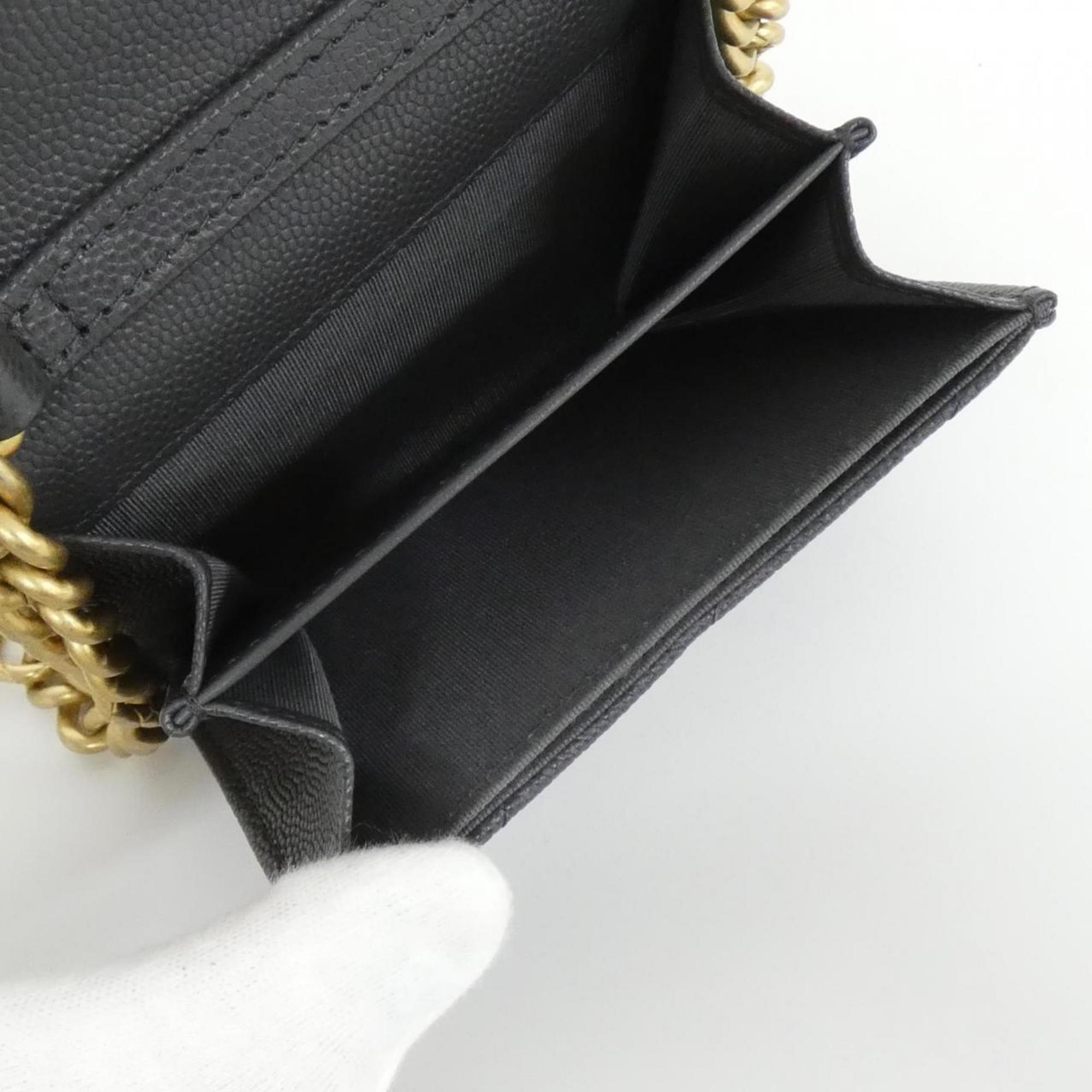 Chanel Gray Grained Calfskin Clutch Bag Shoulder Bag (Pre-Owned)