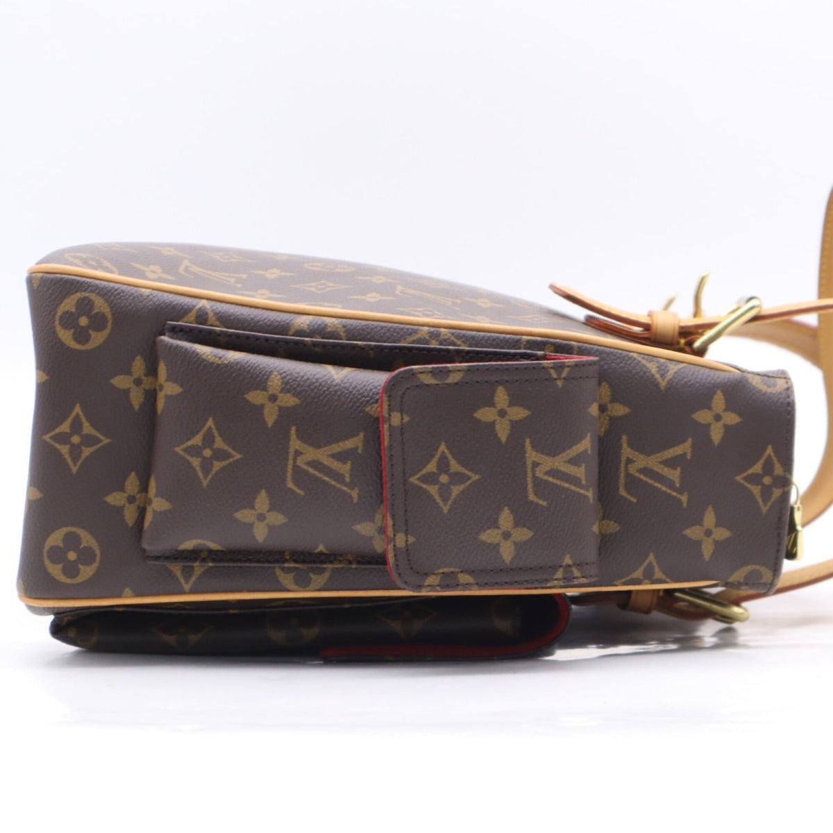 Louis Vuitton Beige Brown Coated Canvas Leather Handbag (Pre-Owned)