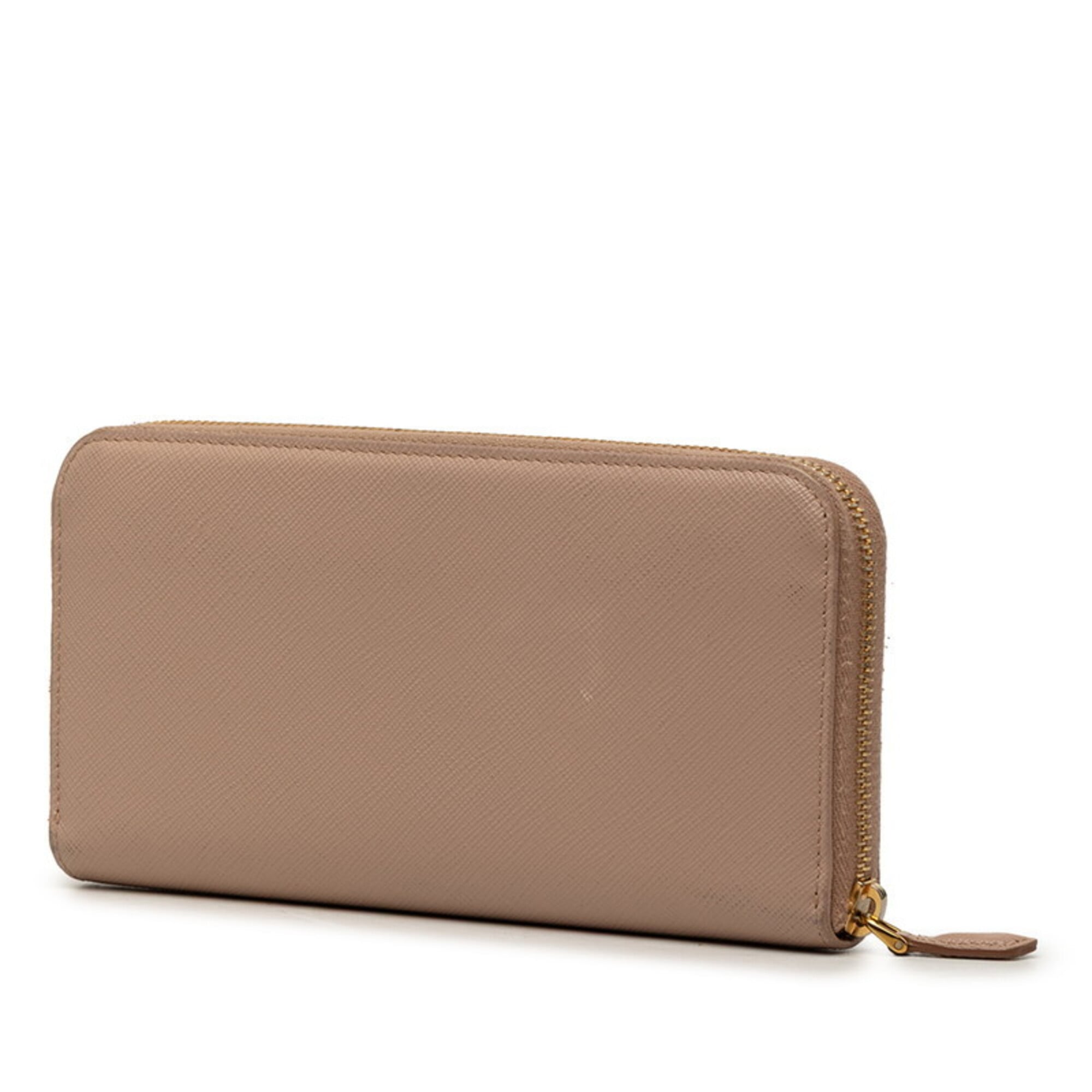 Prada Beige Leather Long Wallet (Bi-Fold) (Pre-Owned)