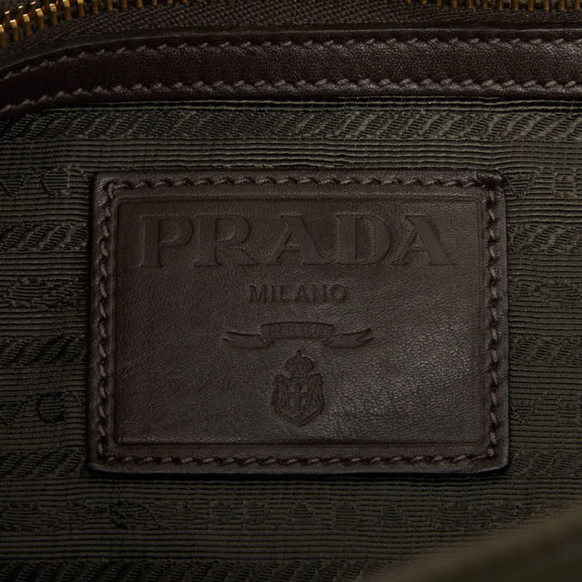 Prada Khaki Nylon Leather Messenger Bag Shoulder Bag (Pre-Owned)