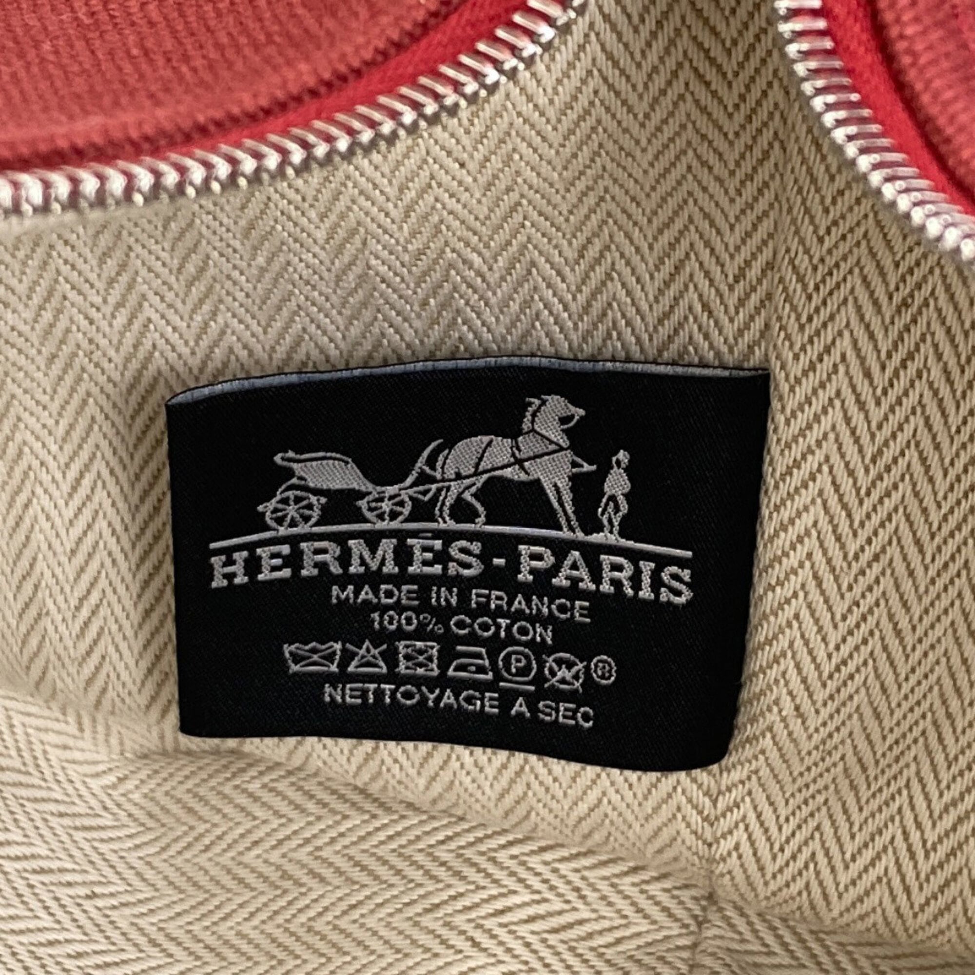 Hermes Red Color Canvas Handbag (Pre-Owned)