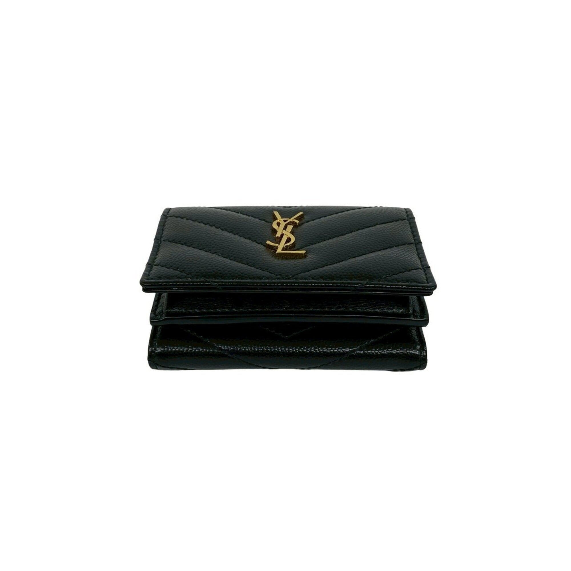 Yves Saint Laurent Black Leather Wallet (Tri-Fold) (Pre-Owned)