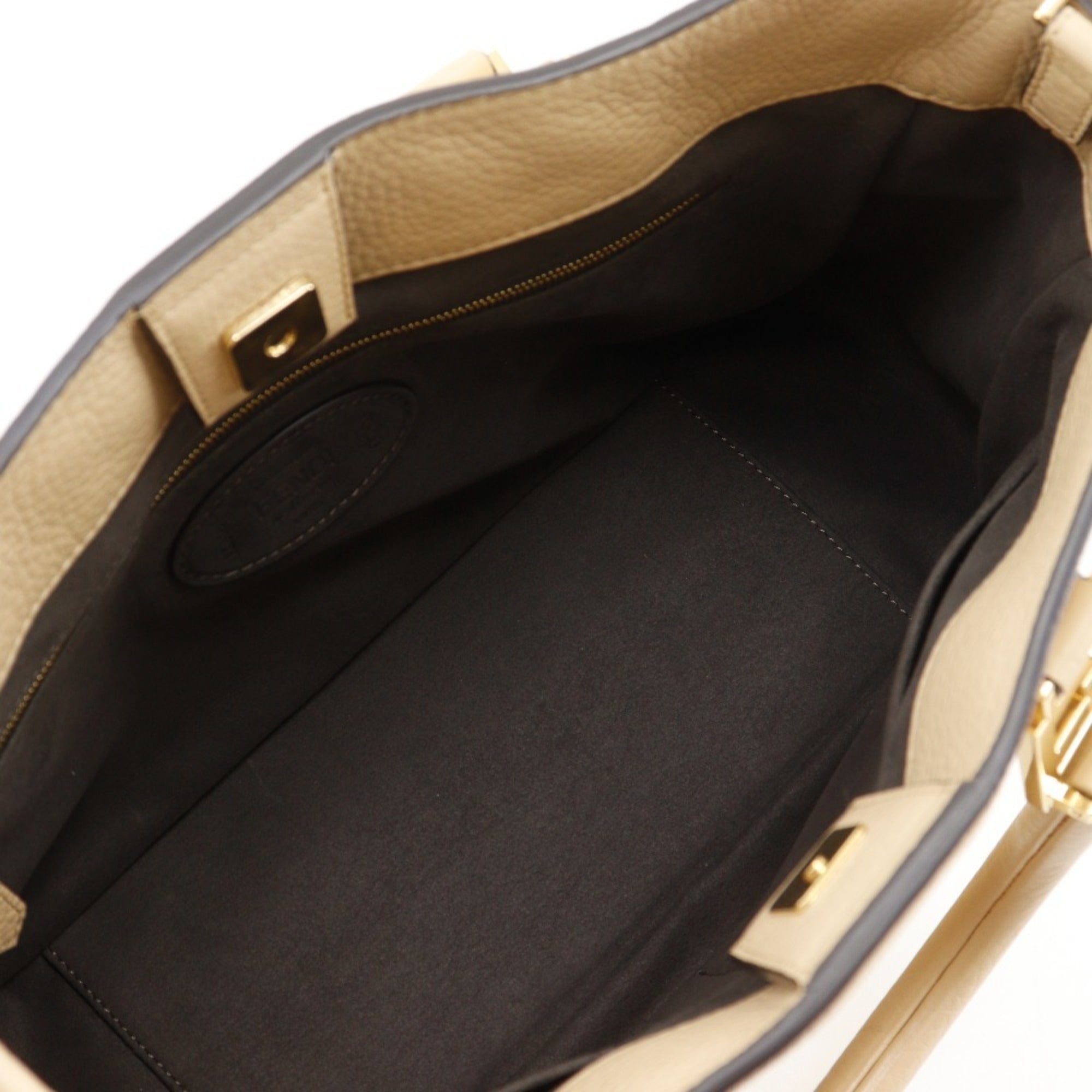 Fendi Beige Leather Handbag Tote Bag (Pre-Owned)