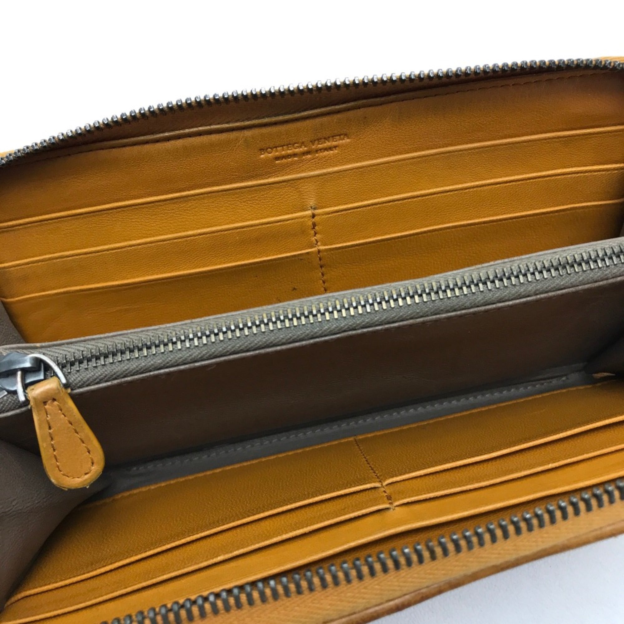 Bottega Veneta Orange Leather Long Wallet (Bi-Fold) (Pre-Owned)