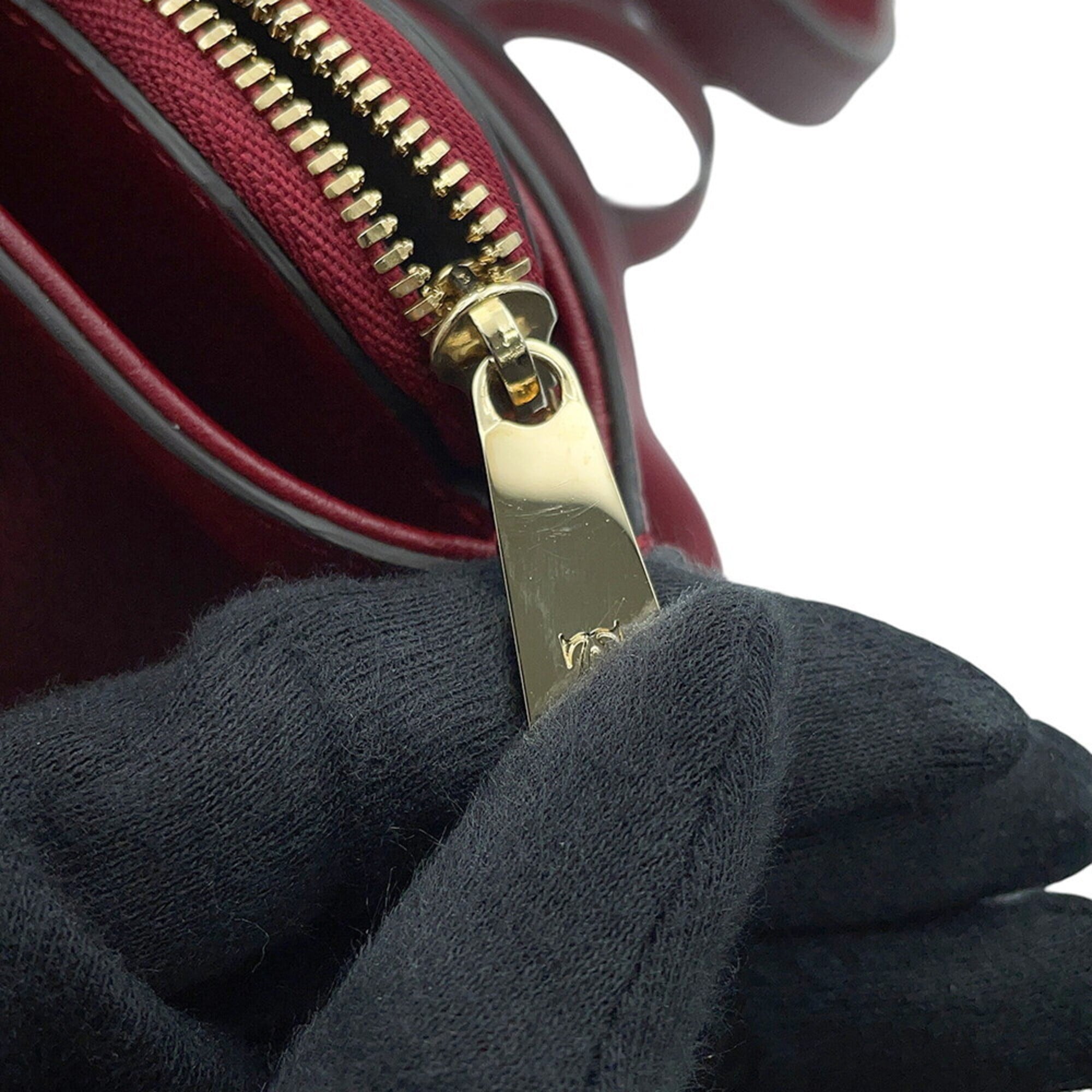 Cartier Bordeaux Leather Handbag Shoulder Bag (Pre-Owned)