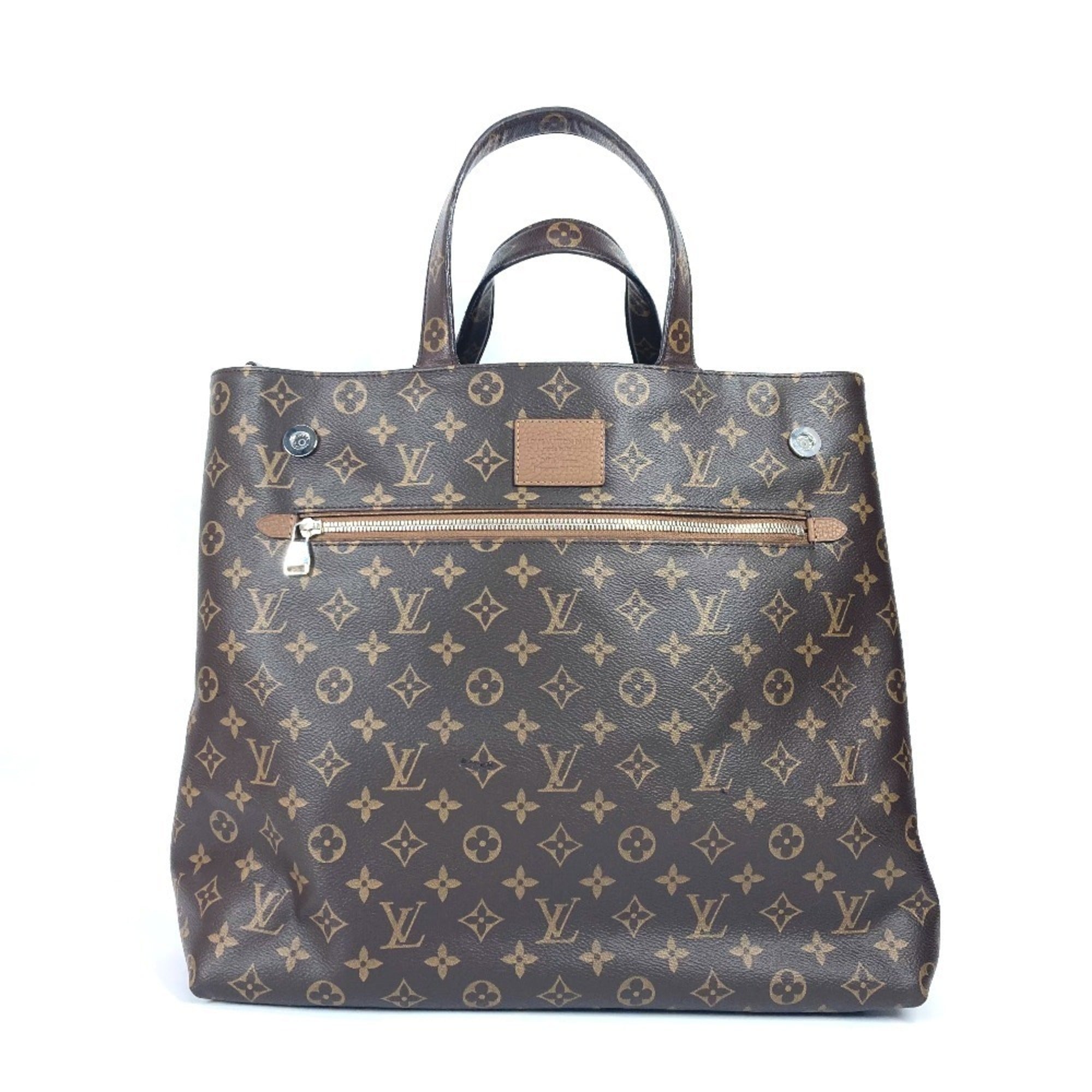 Louis Vuitton Brown Monogram Canvas Leather Shoulder Bag Tote Bag (Pre-Owned)