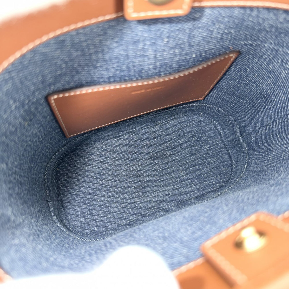 Celine Brown Denim Leather Shoulder Bag (Pre-Owned)