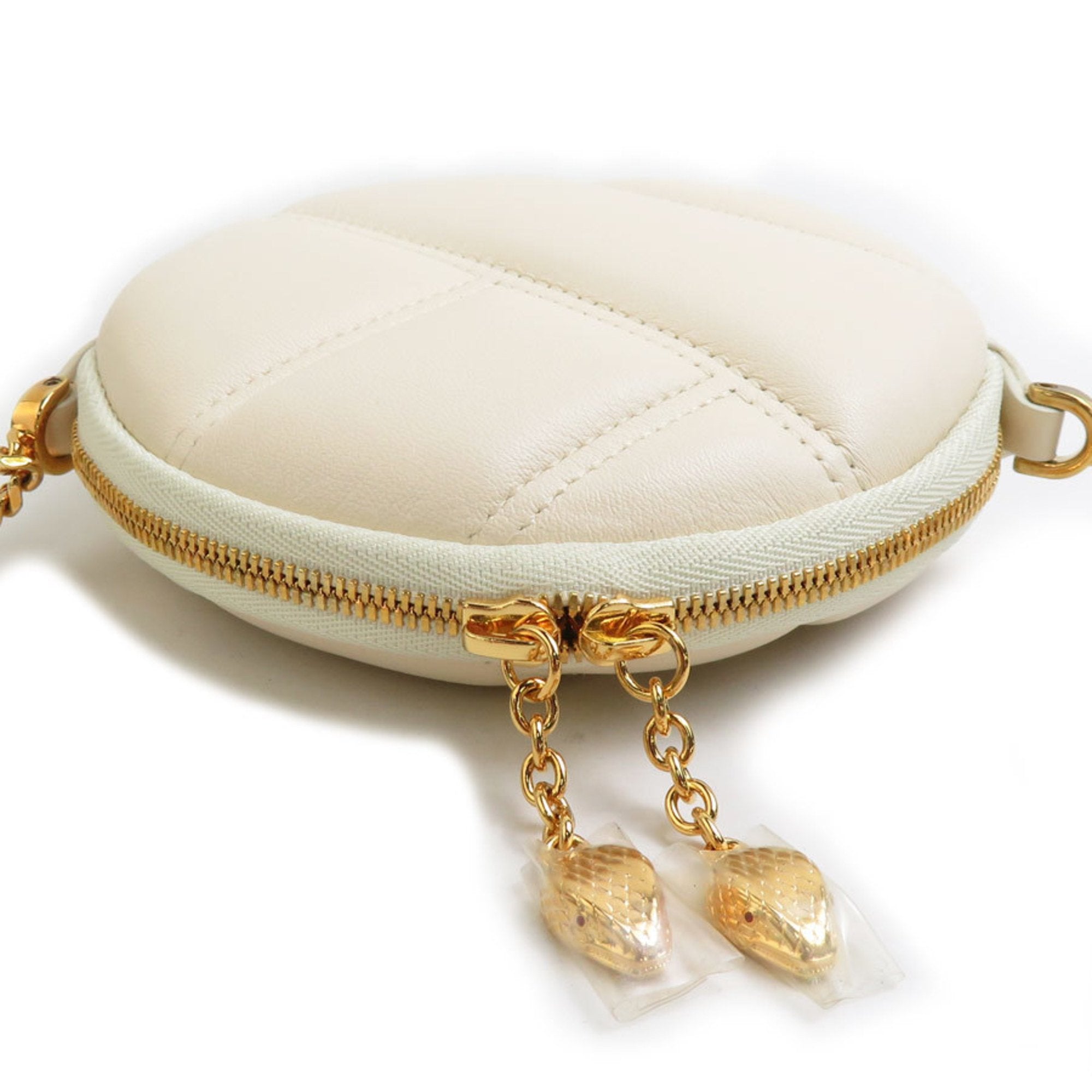 Bvlgari Light Beige Leather Coin Purse/Coin Case (Pre-Owned)