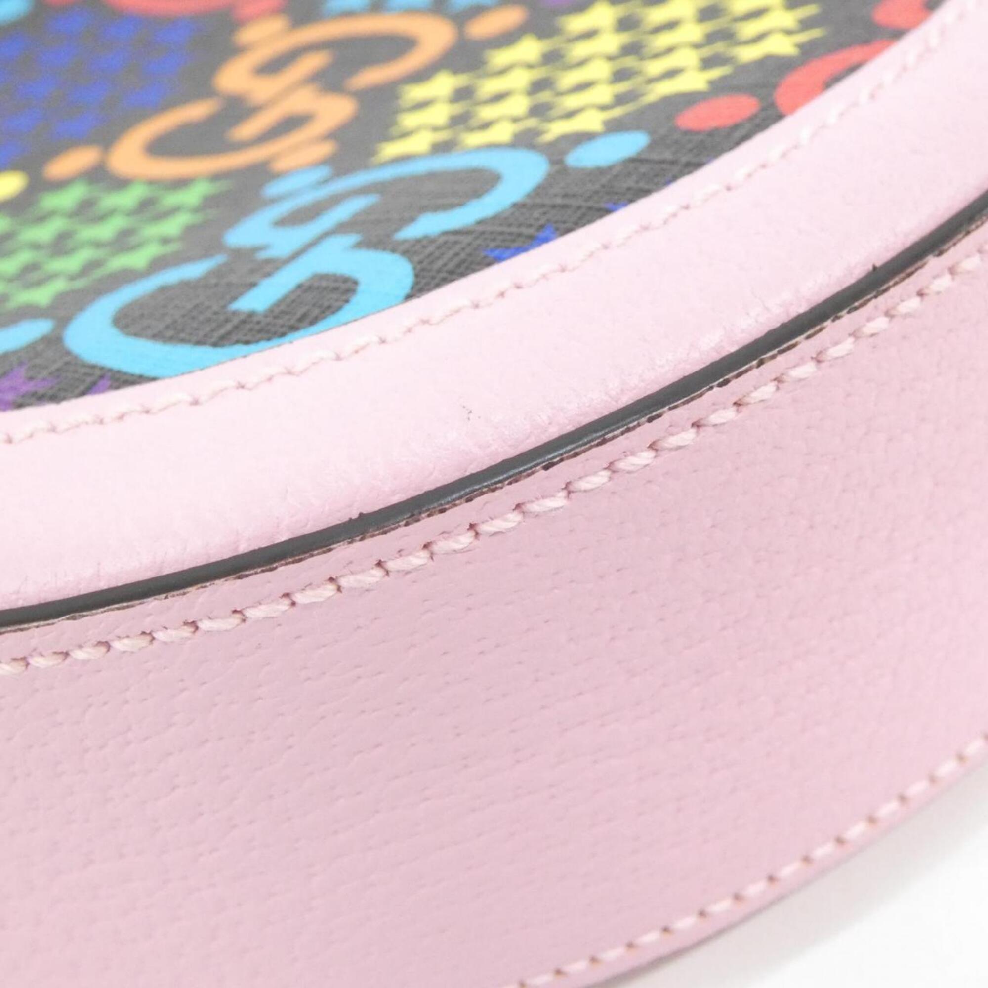 Gucci Black Multi-Color Pink Leather Shoulder Bag (Pre-Owned)