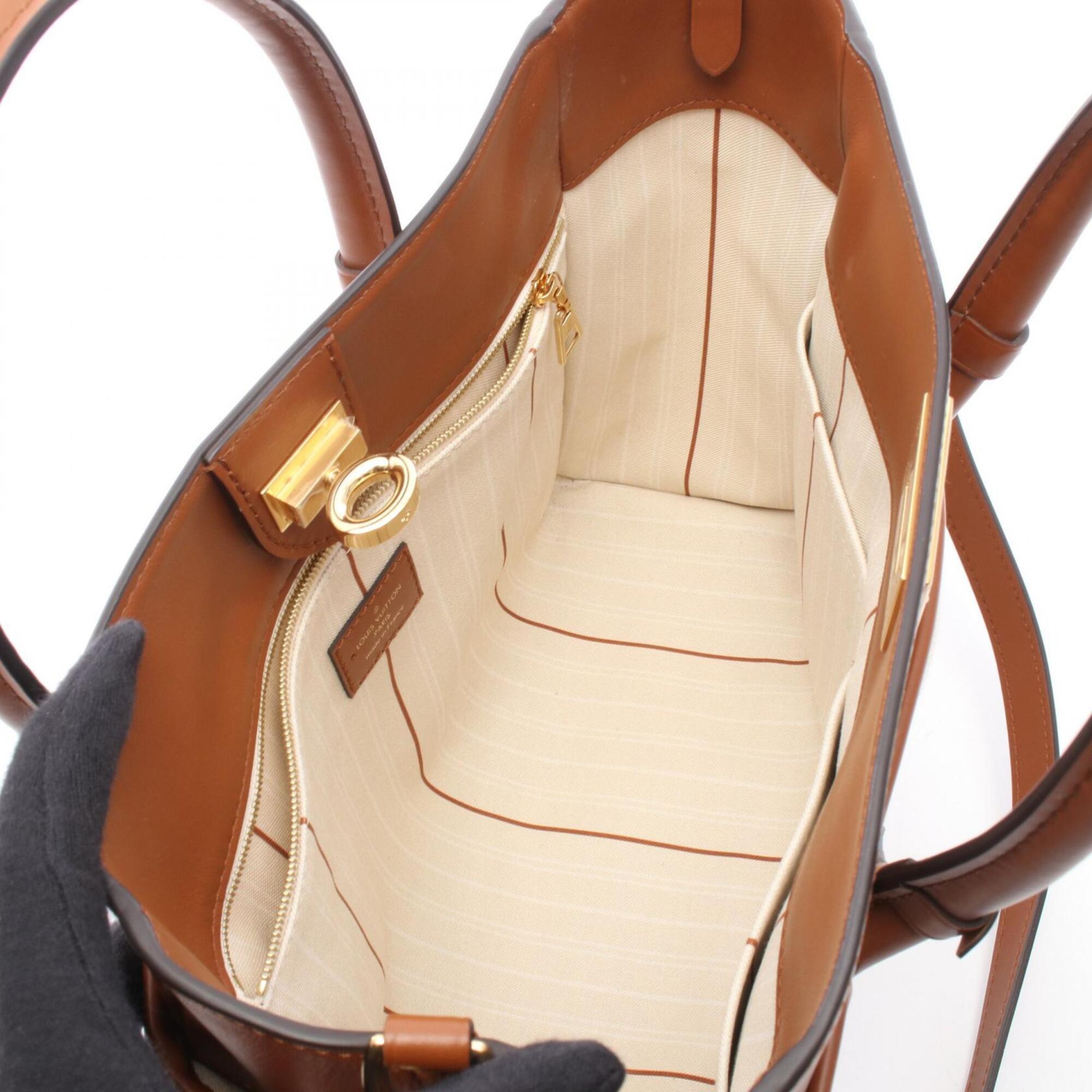 Louis Vuitton Beige Brown Canvas Leather Handbag (Pre-Owned)
