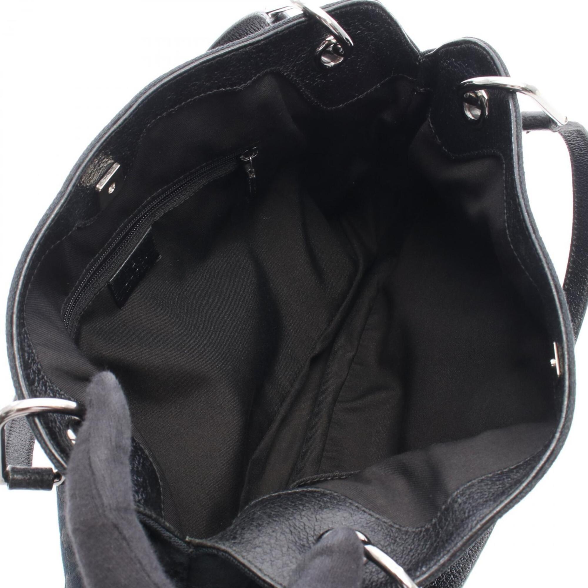 Gucci Black Canvas Leather Handbag Shoulder Bag (Pre-Owned)