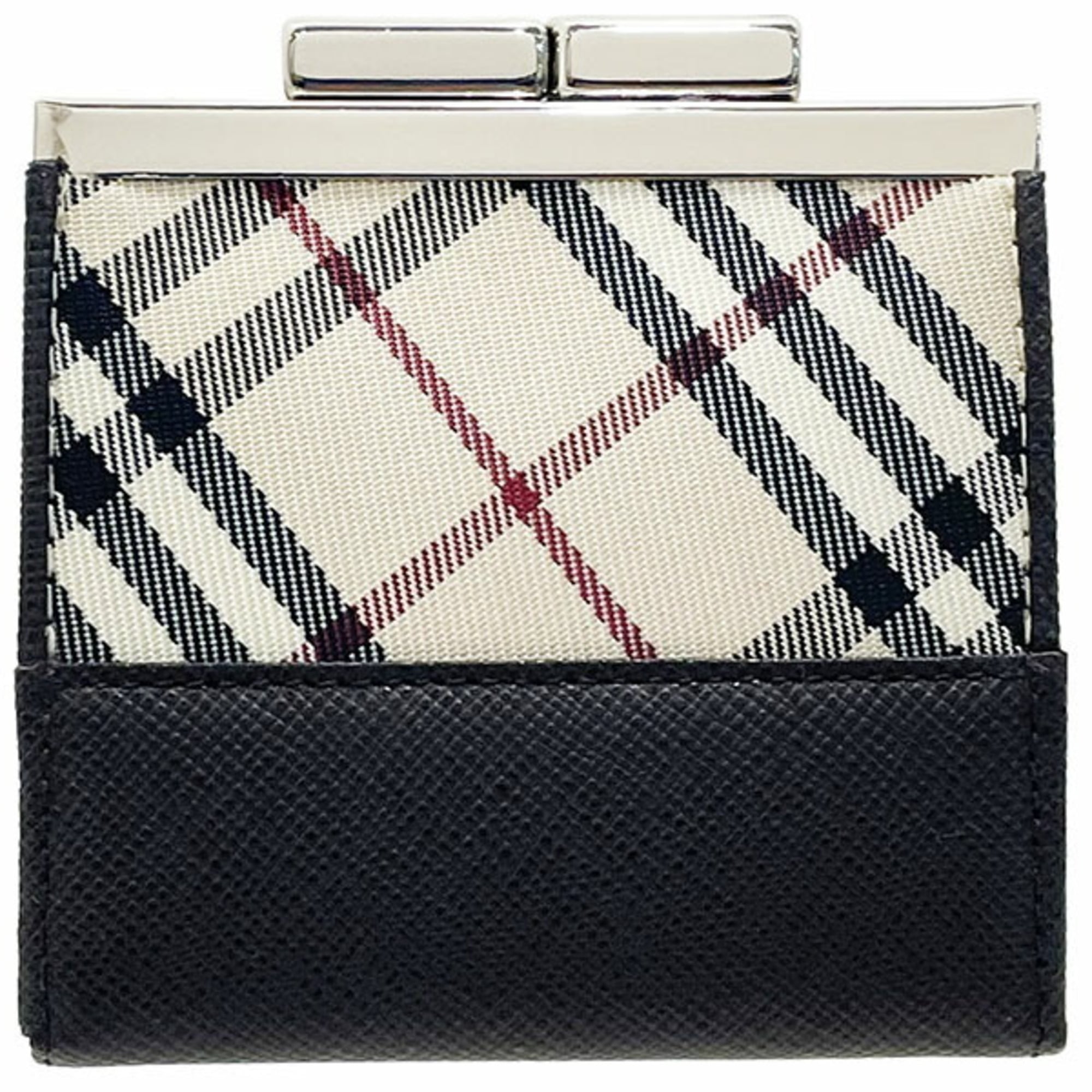 Burberry Beige Dark Brown Nylon Leather Coin Purse/Coin Case (Pre-Owned)