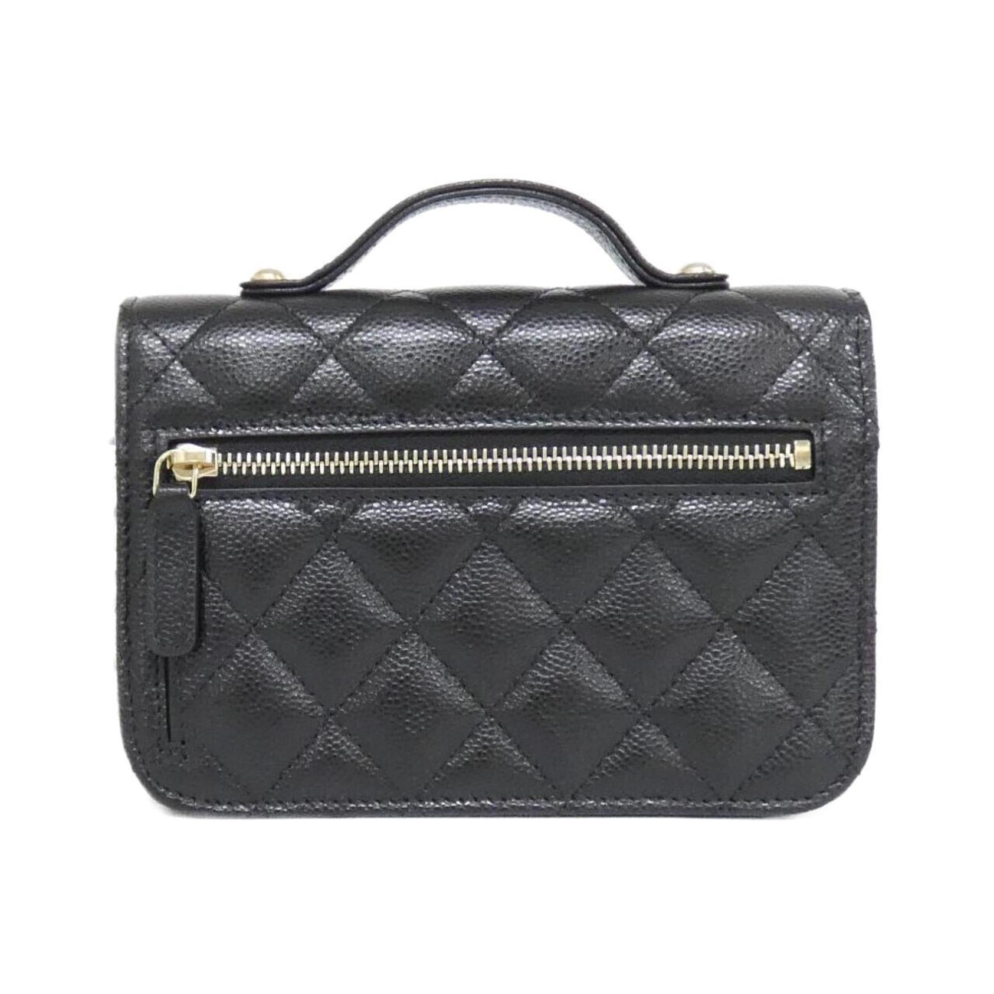 Chanel Black Grained Calfskin Shoulder Bag (Pre-Owned)