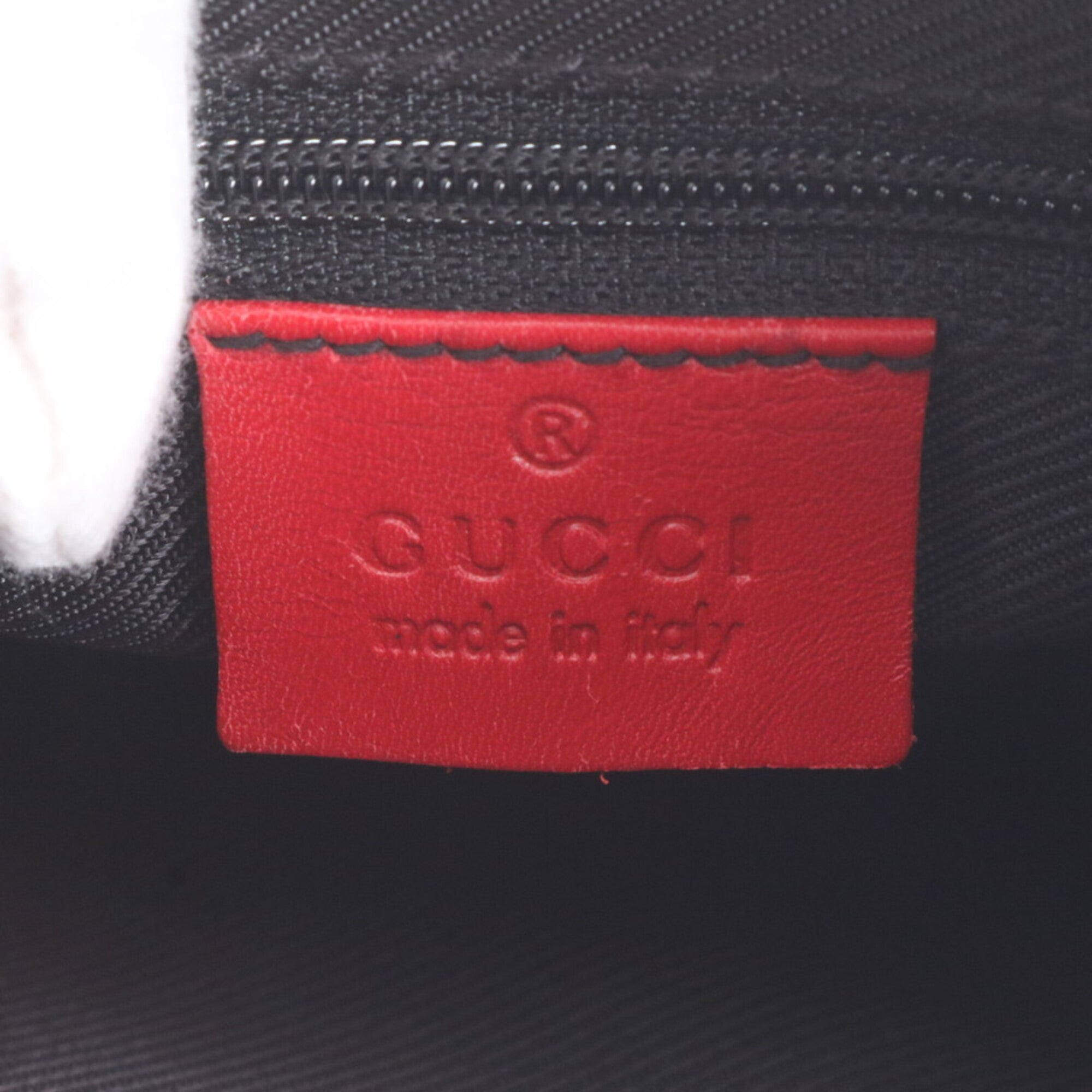 Gucci Navy Red Color Leather Canvas Handbag Shoulder Bag (Pre-Owned)