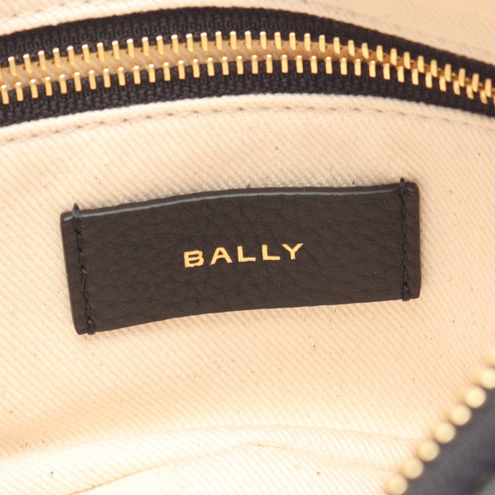 Bally Black Ivory Canvas Leather Shoulder Bag (Pre-Owned)