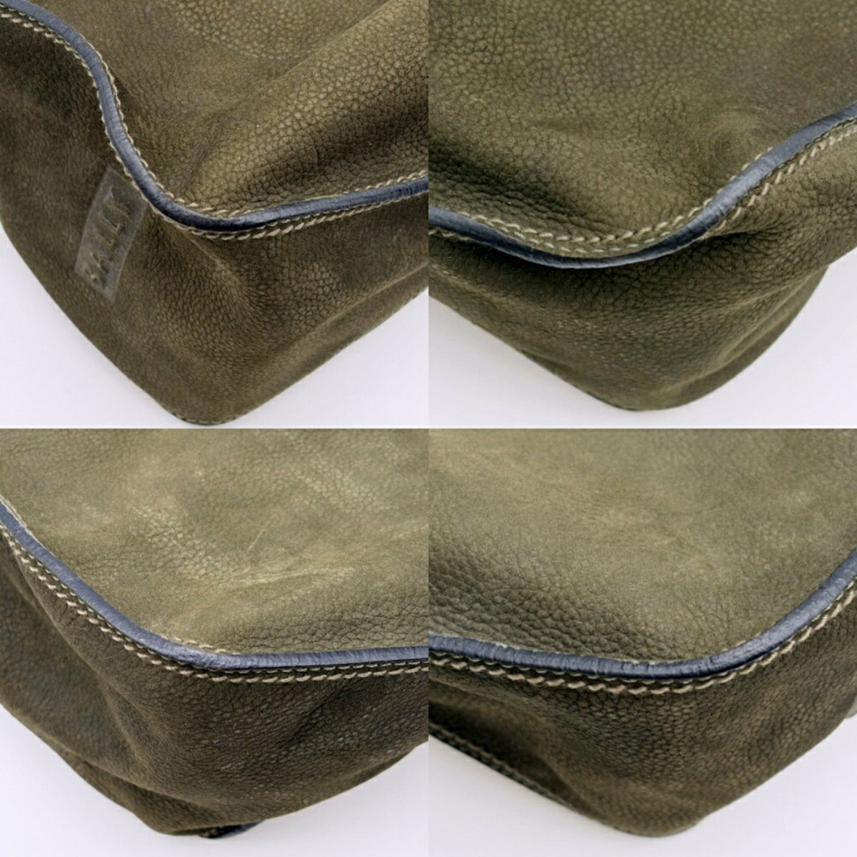 Bally Green Khaki Suede Leather Shoulder Bag Tote Bag (Pre-Owned)