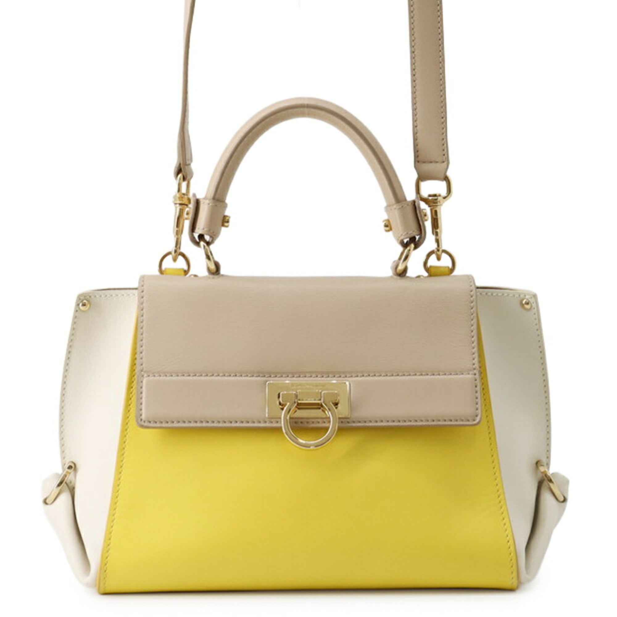 Salvatore Ferragamo Beige Leather Handbag (Pre-Owned)