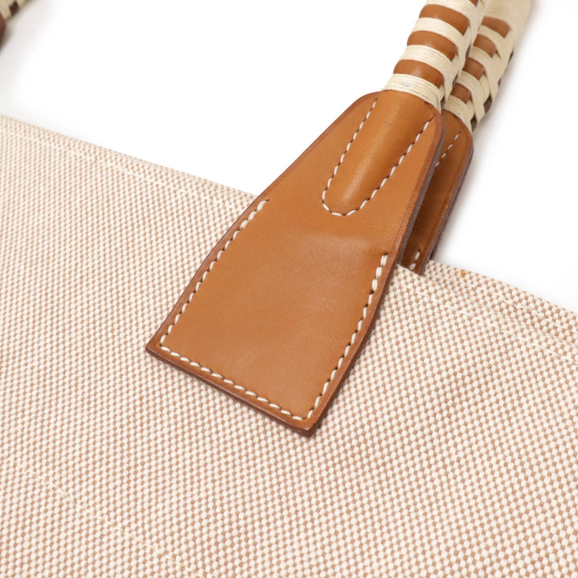 Hermes Beige Brown Toile H Straw Barenia Leather Tote Bag (Pre-Owned)