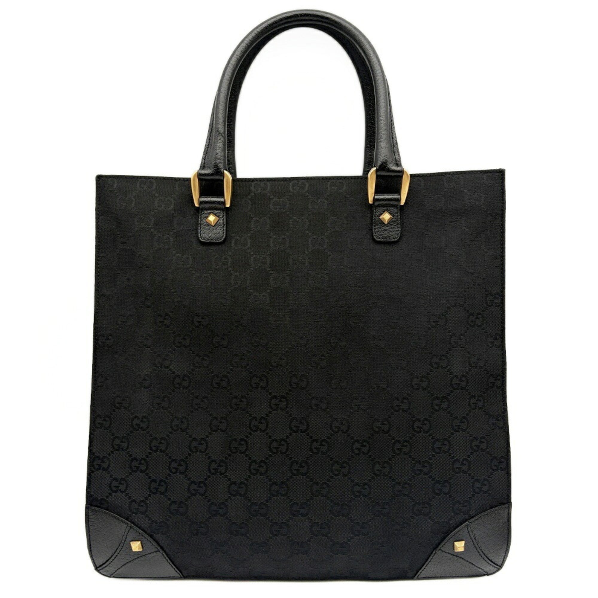 Gucci Black Gg Canvas Leather Tote Bag (Pre-Owned)