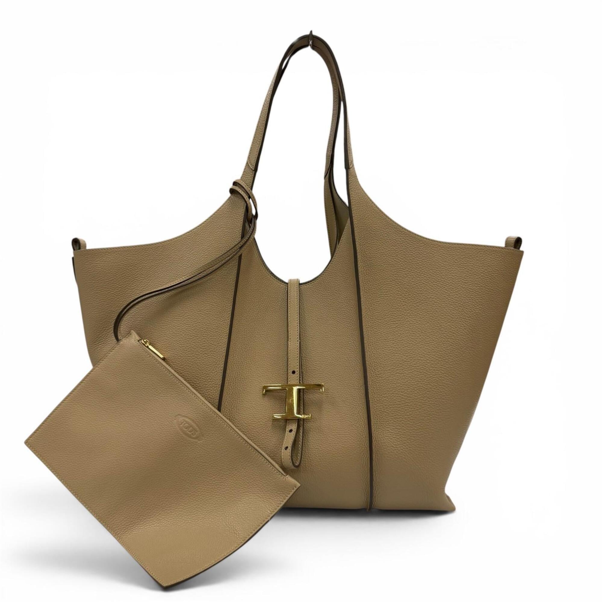Tod's Beige Leather Handbag Pouch Tote Bag (Pre-Owned)