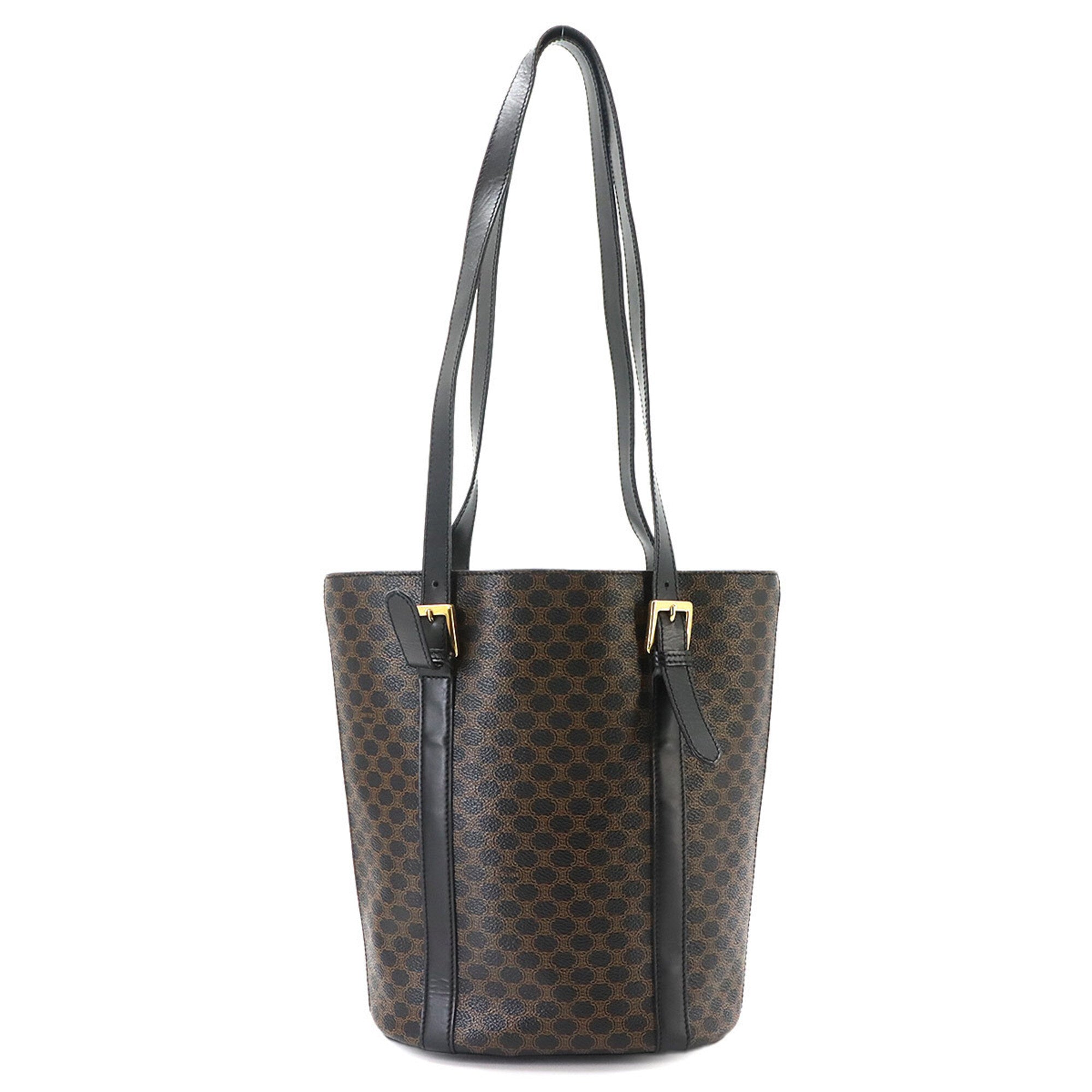 Celine Macadam Black Brown Pvc Leather Handbag Tote Bag (Pre-Owned)