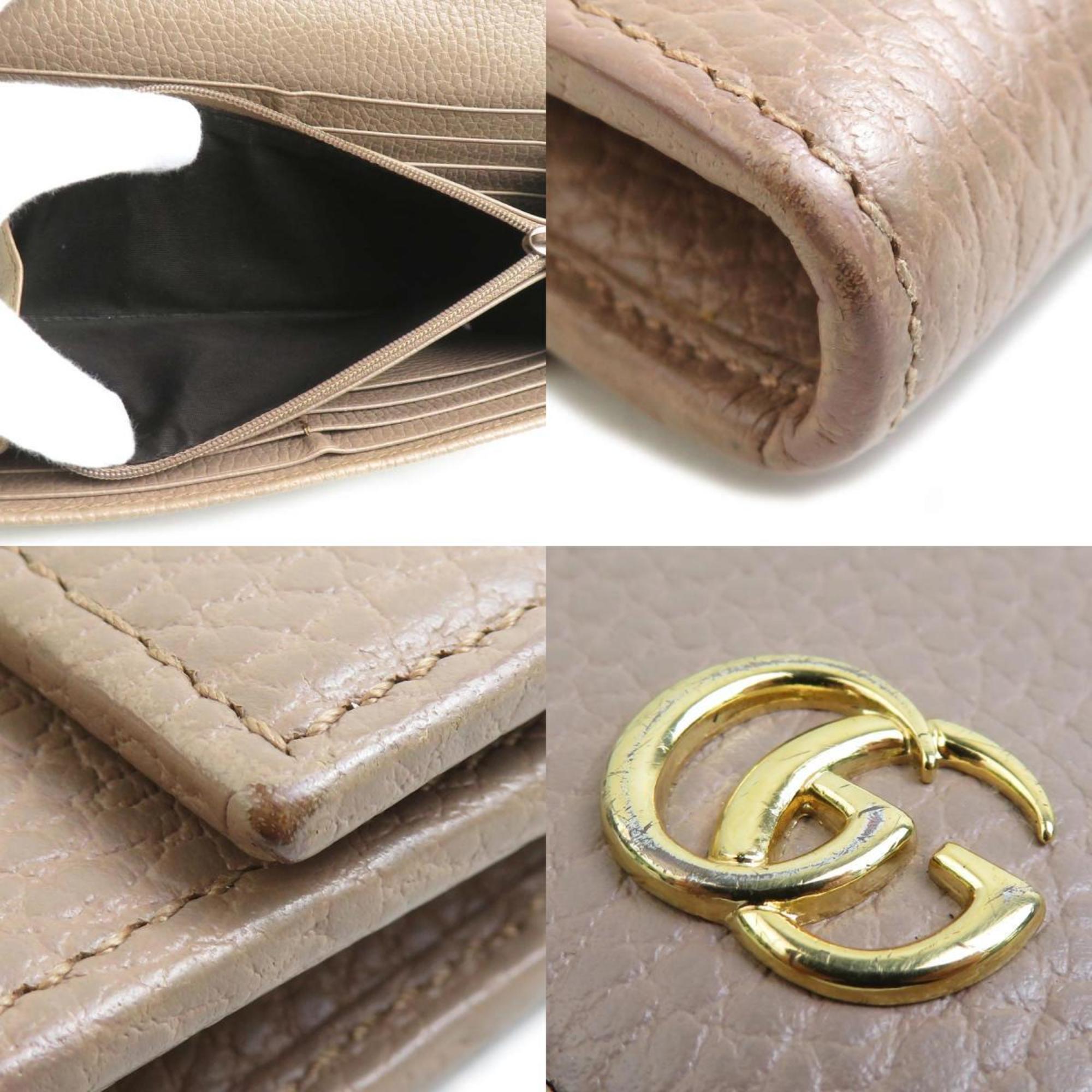Gucci Beige Leather Long Wallet (Bi-Fold) (Pre-Owned)