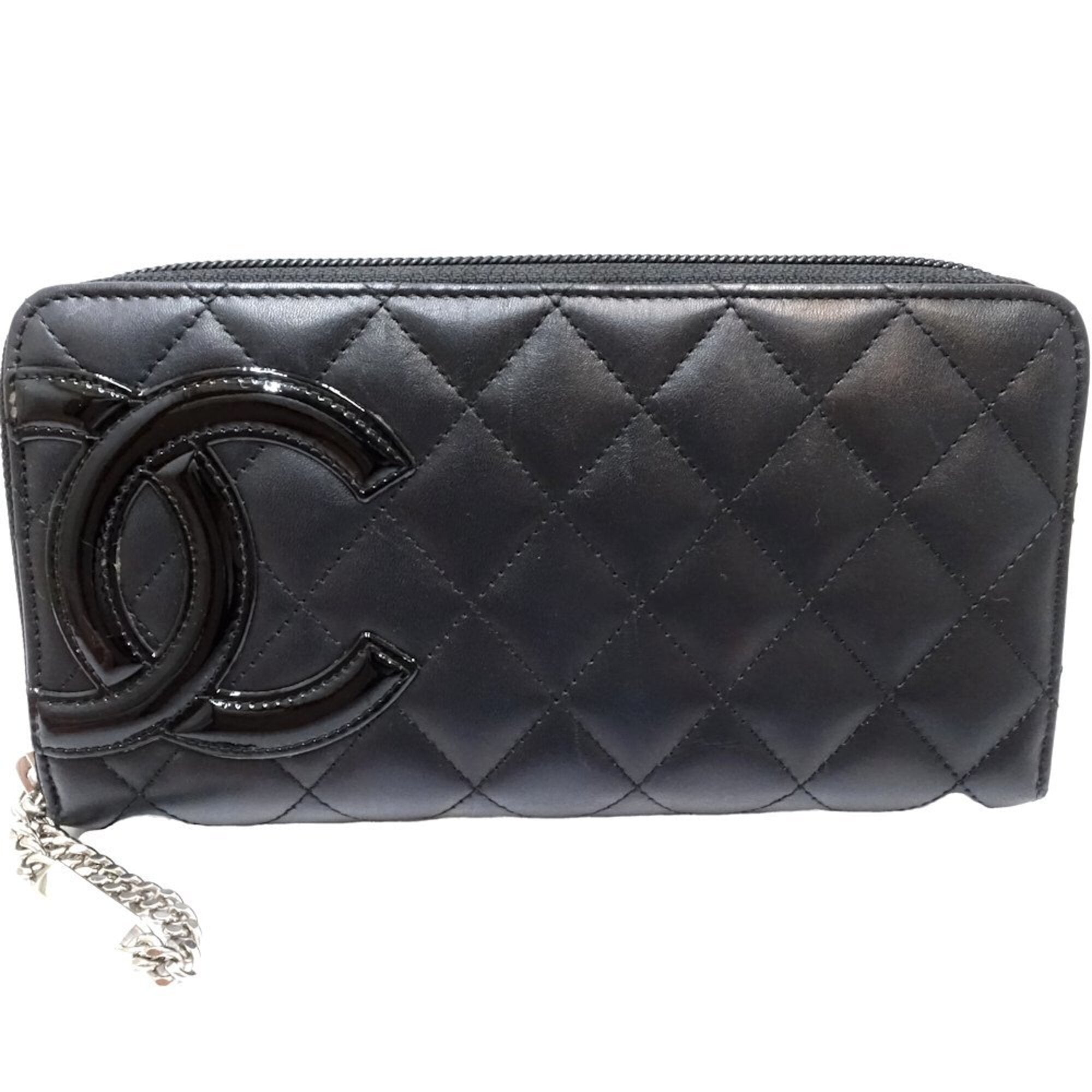 Chanel Black Leather Long Wallet (Bi-Fold) (Pre-Owned)