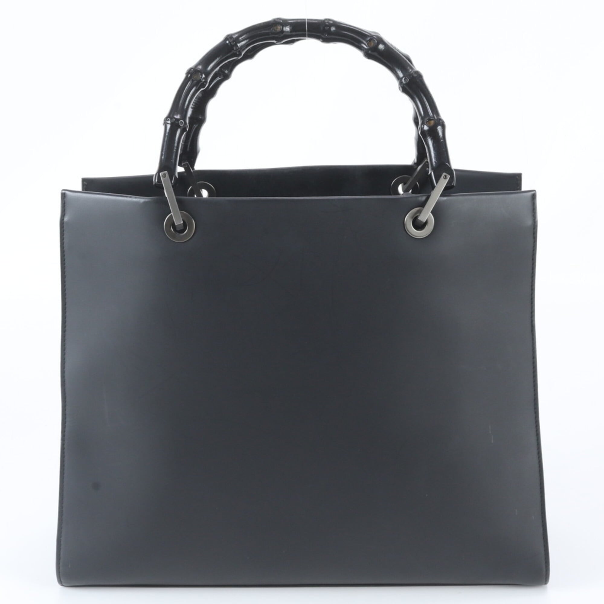 Gucci Bamboo Black Leather Handbag Tote Bag (Pre-Owned)