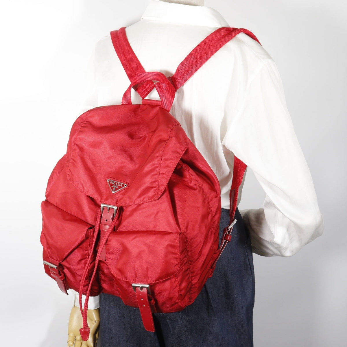 Prada Red Color Nylon Backpack (Pre-Owned)