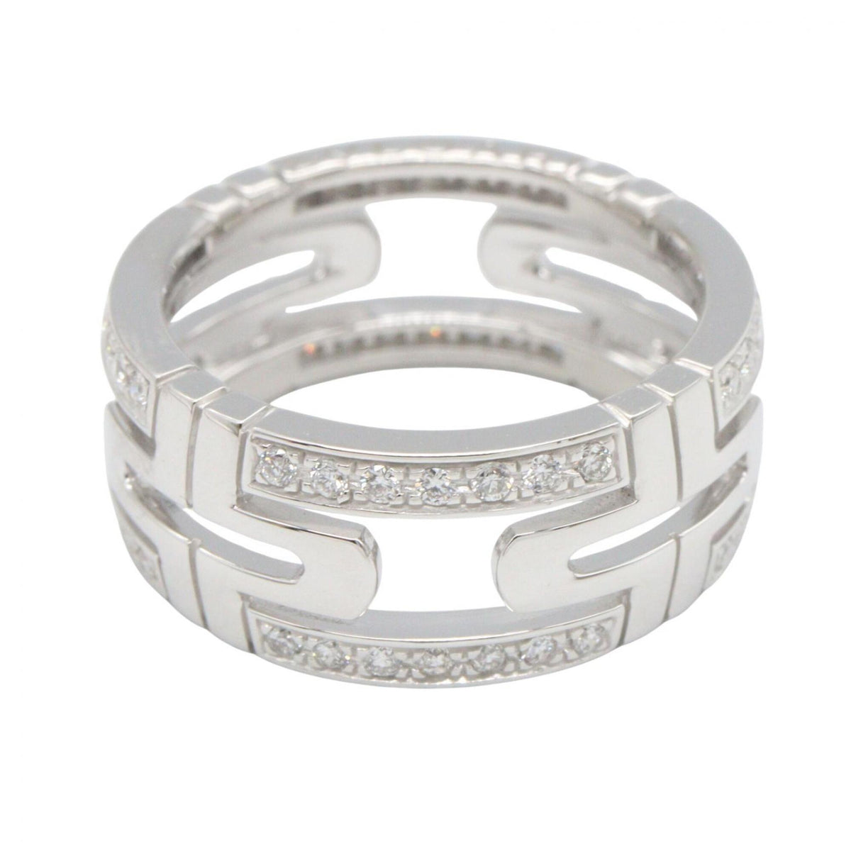 Bvlgari Silver Clear White Gold (18K) Band Ring (Pre-Owned)