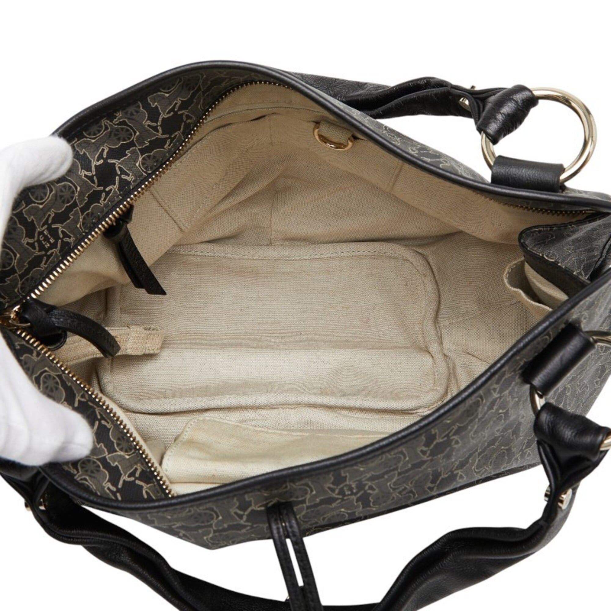 Celine Bittersweet Black Gray Pvc Leather Handbag (Pre-Owned)